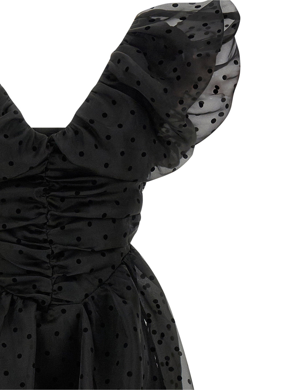 Ganni Ganni Black Organza Ruched Dress