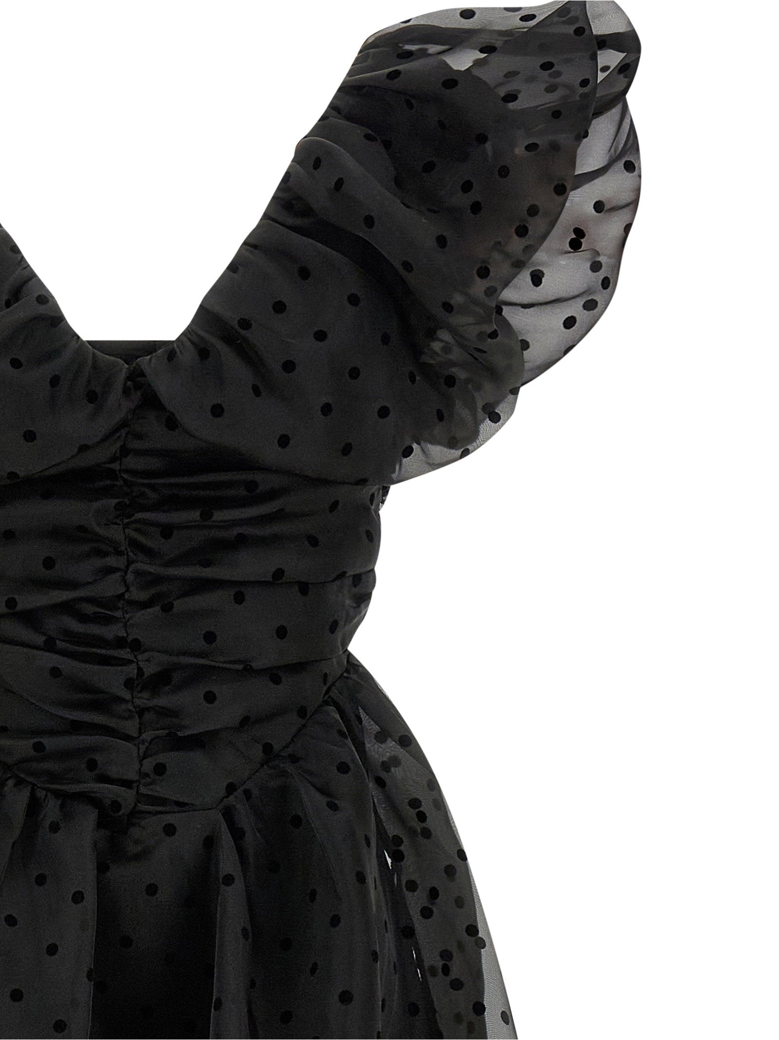 Ganni Ganni Black Organza Ruched Dress