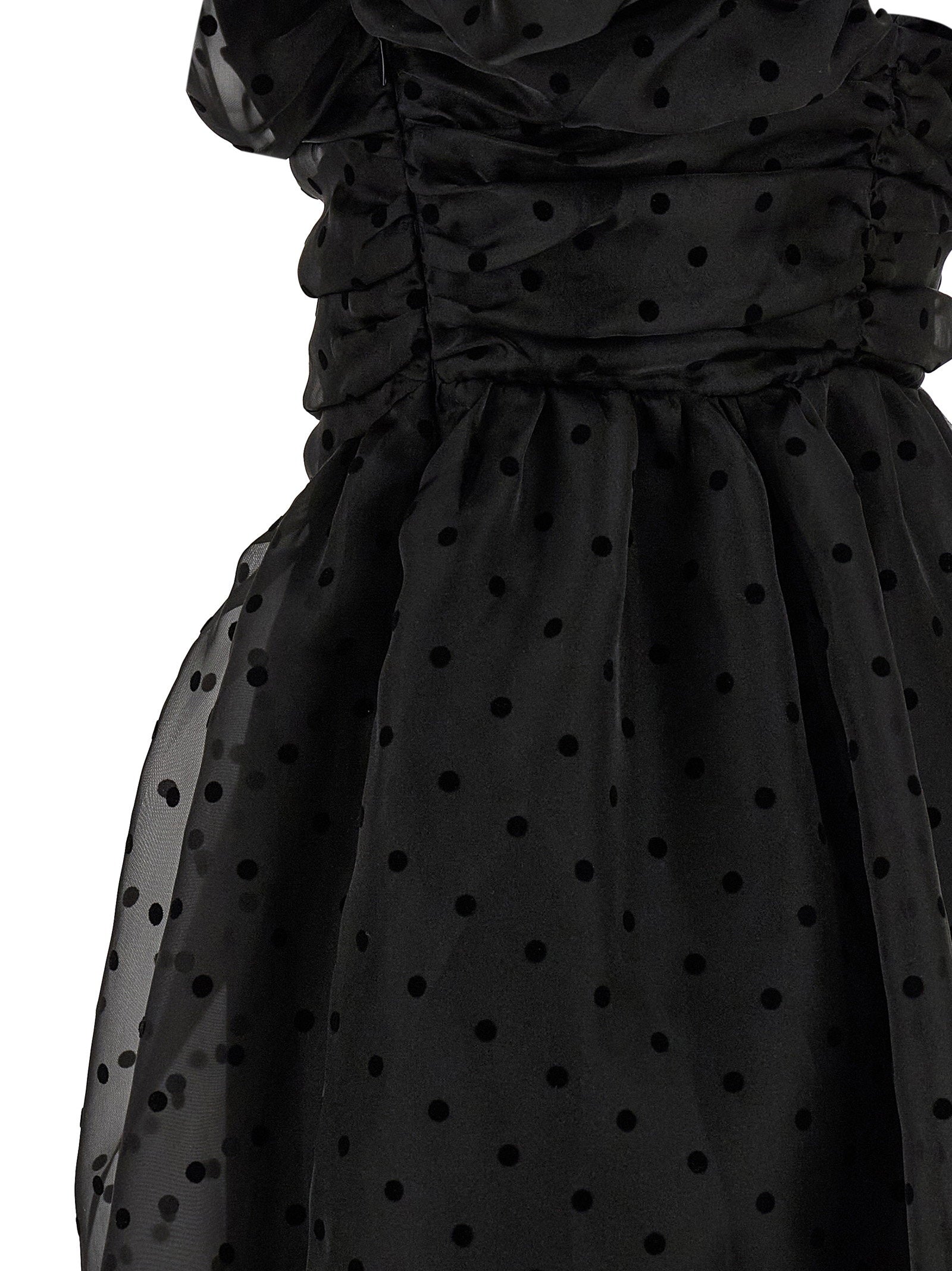 Ganni Ganni Black Organza Ruched Dress