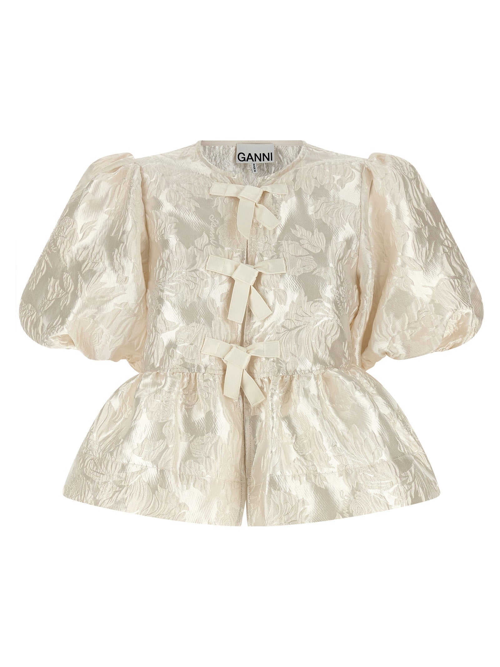 Ganni Ganni Satin Peplum Blouse