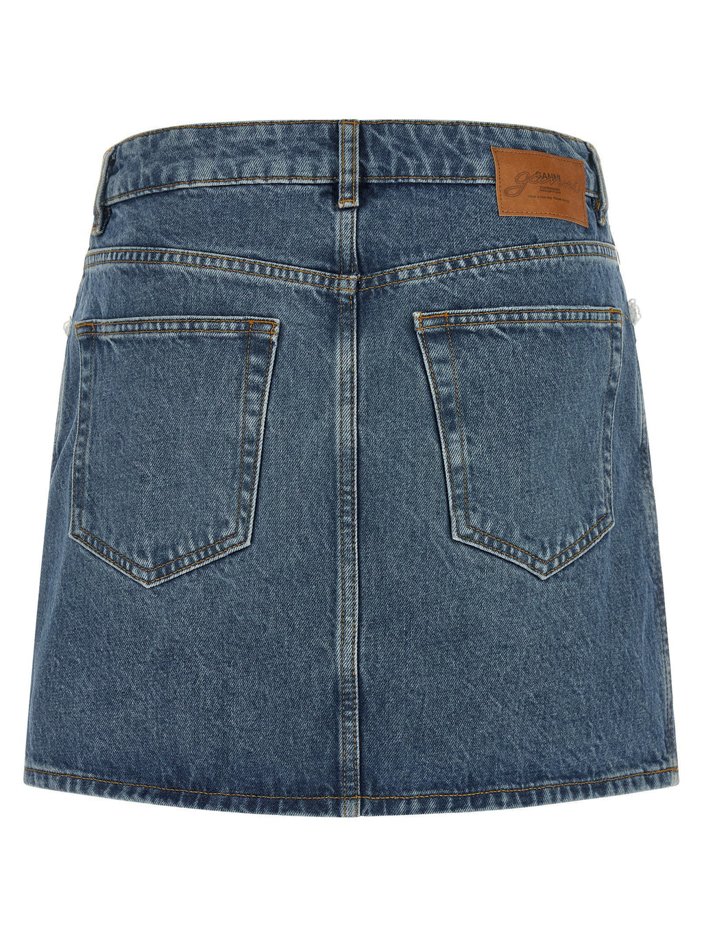 Ganni Ganni Denim And Lace Skirt