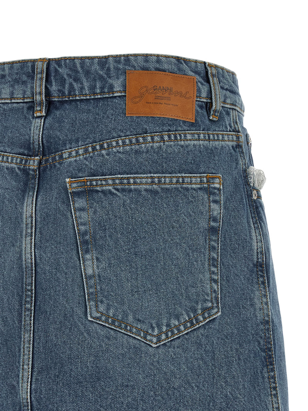 Ganni Ganni Denim And Lace Skirt