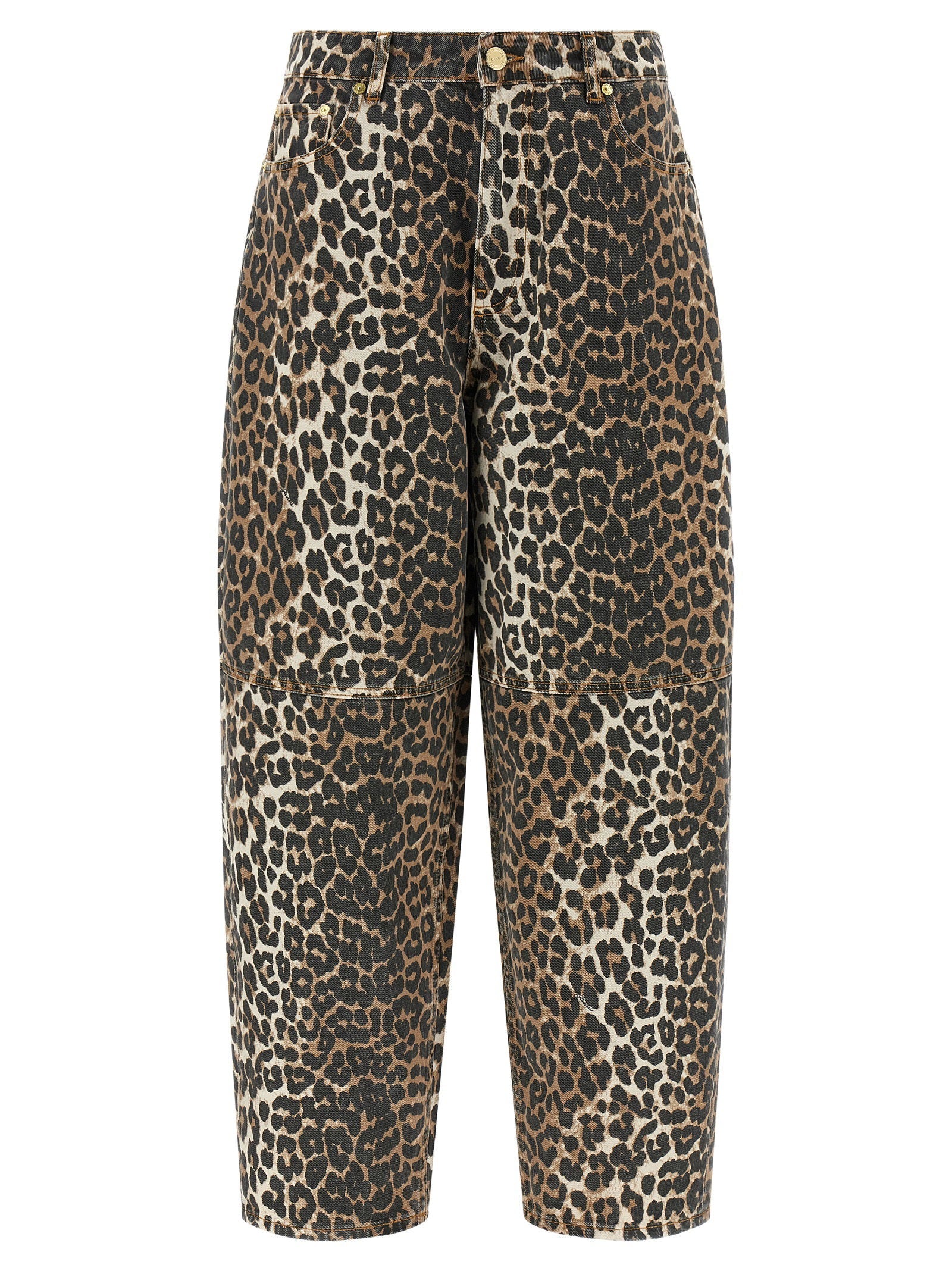 Ganni Ganni Leopard Printed Stary Jeans