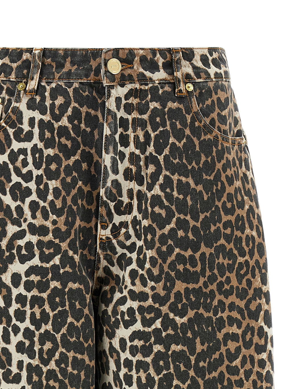 Ganni Ganni Leopard Printed Stary Jeans