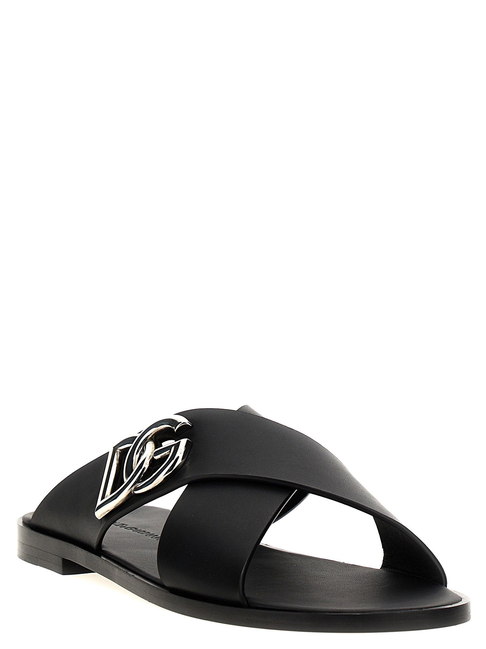 Dolce & Gabbana Dolce & Gabbana Logo Leather Sandals