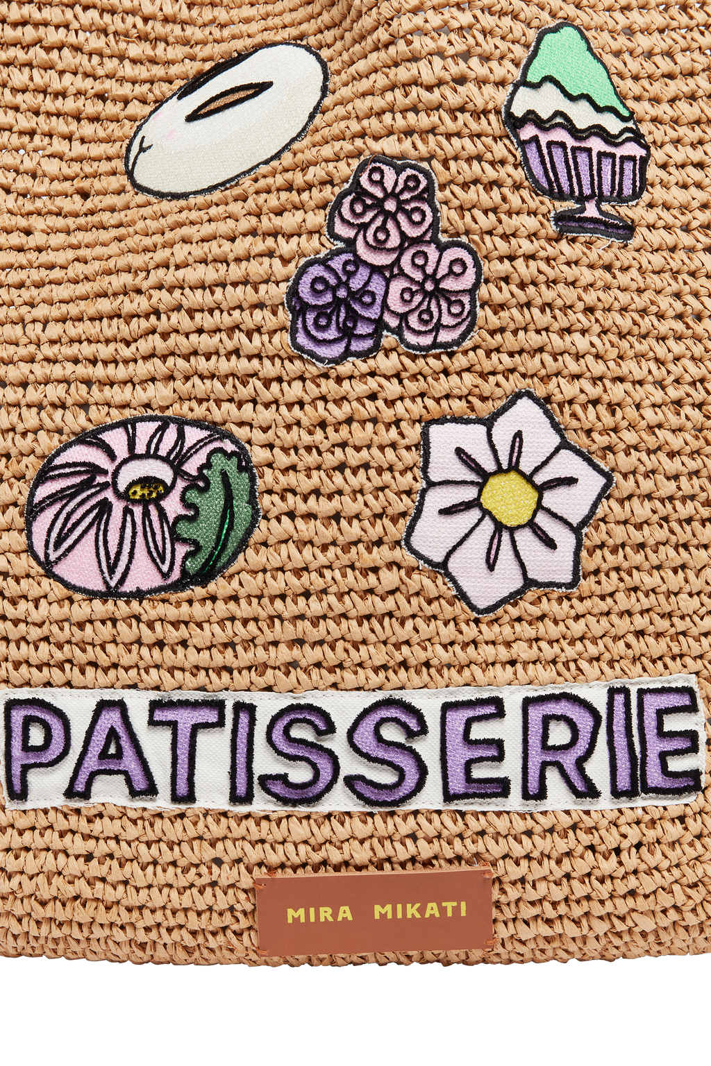 Raffia Bag With Japanese Sweet Patches