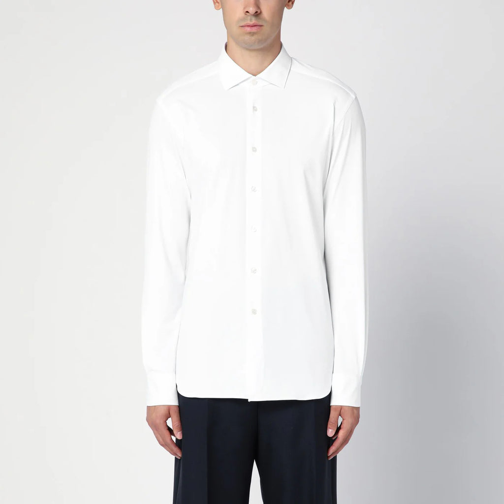 XACUS White slim-fit twill Active shirt