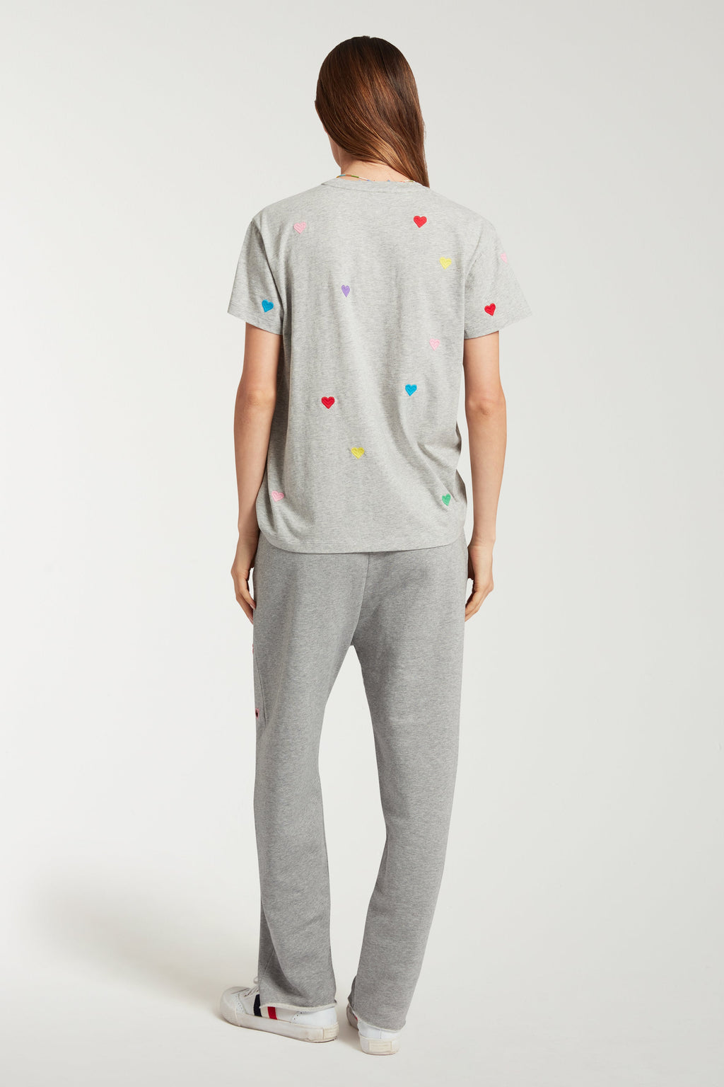 Embroidered Heart Cut Out Joggers