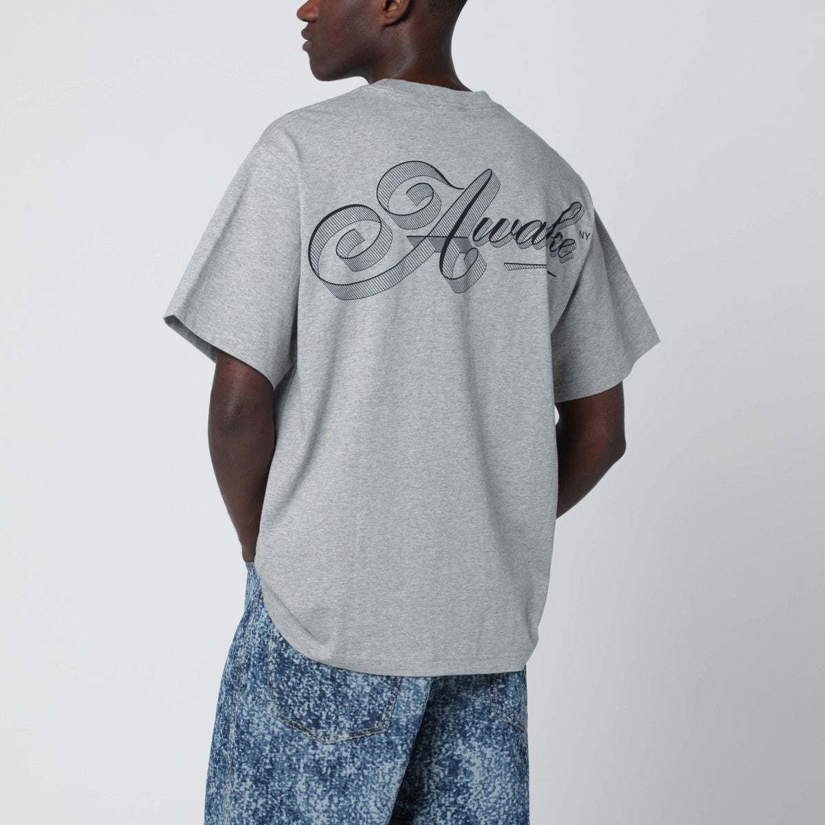 Awake NY Grey cotton T-shirt with logo