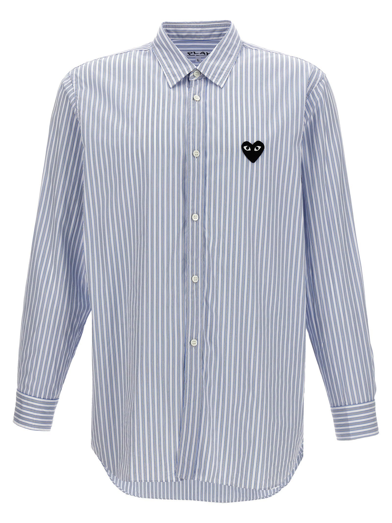 Comme Des Garçons Play Comme Des Garçons Play Logo Patch Striped Shirt
