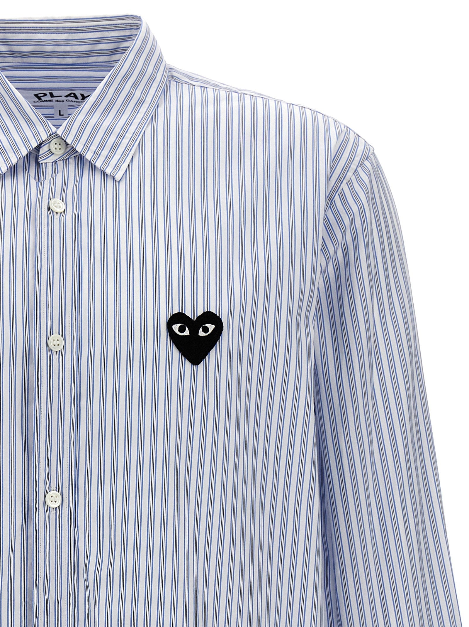 Comme Des Garçons Play Comme Des Garçons Play Logo Patch Striped Shirt