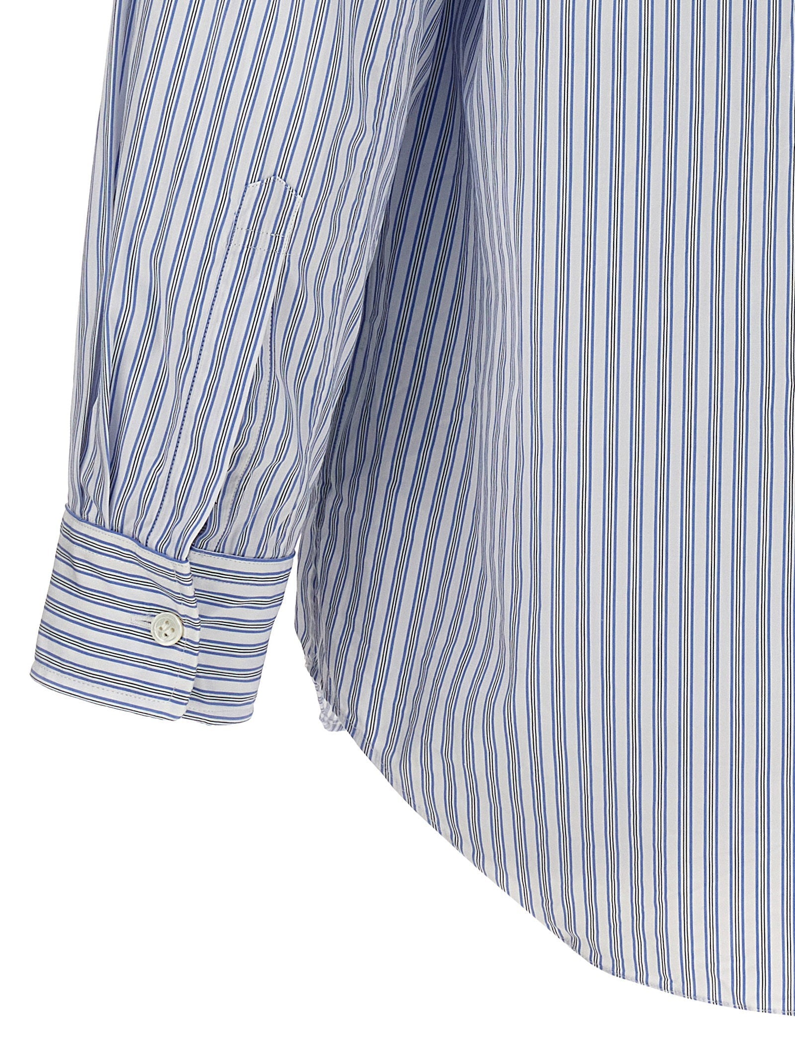 Comme Des Garçons Play Comme Des Garçons Play Logo Patch Striped Shirt