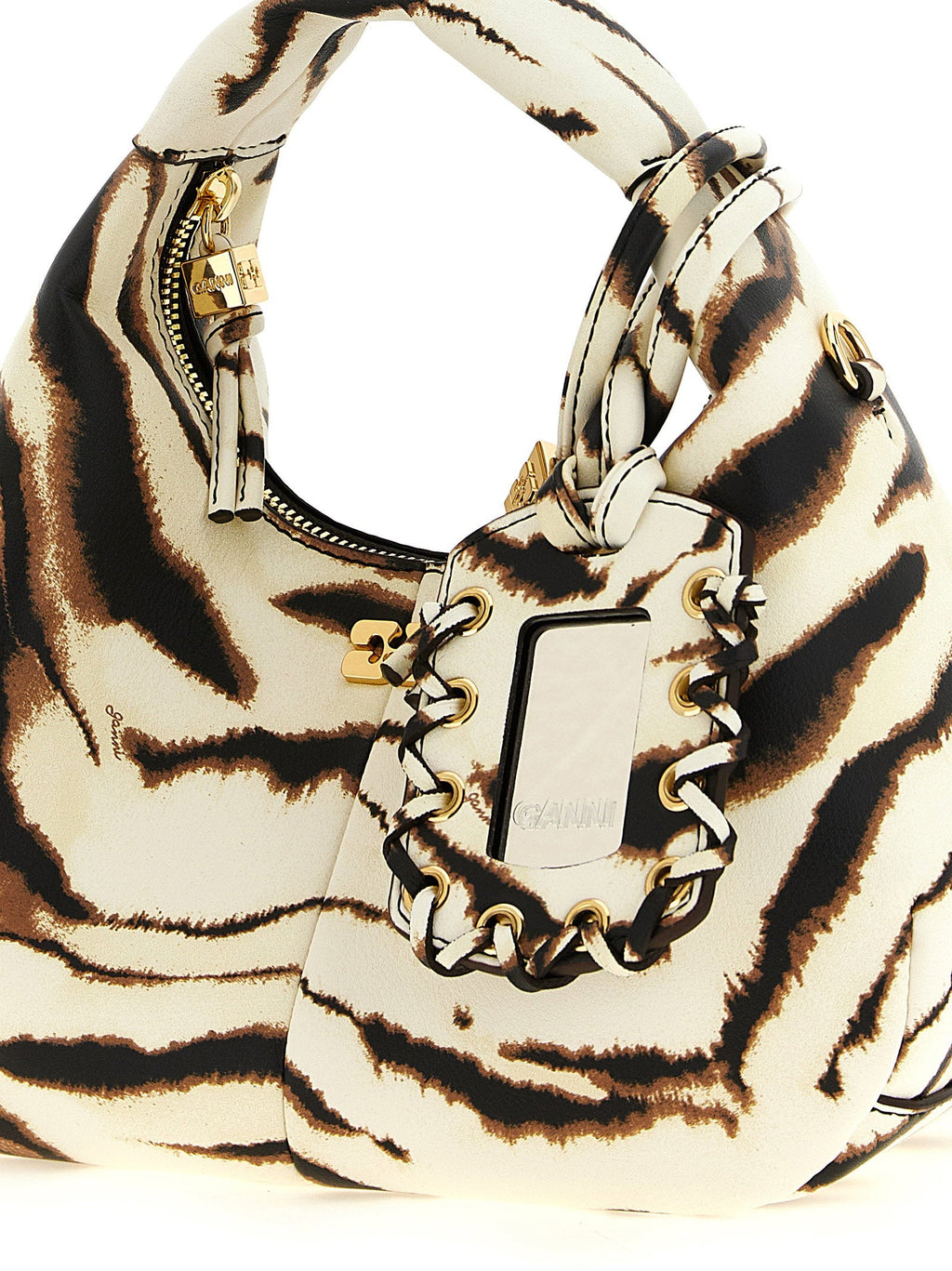 Ganni Ganni Mini Hobo Zebra Handbag
