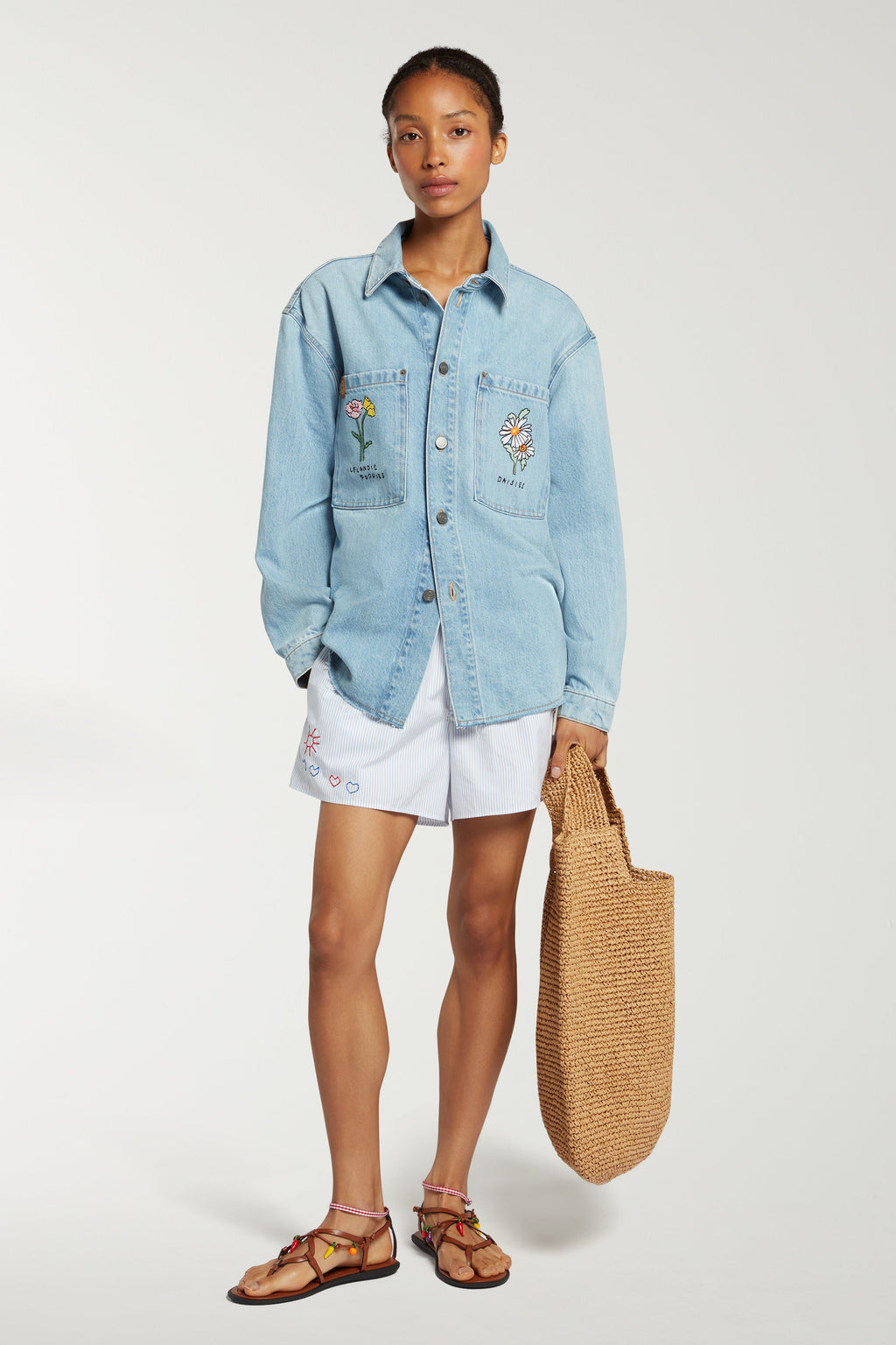 Fleuriste Embroidered Denim Jacket