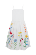 Meadow Print and Embroidered Low Waist Dress