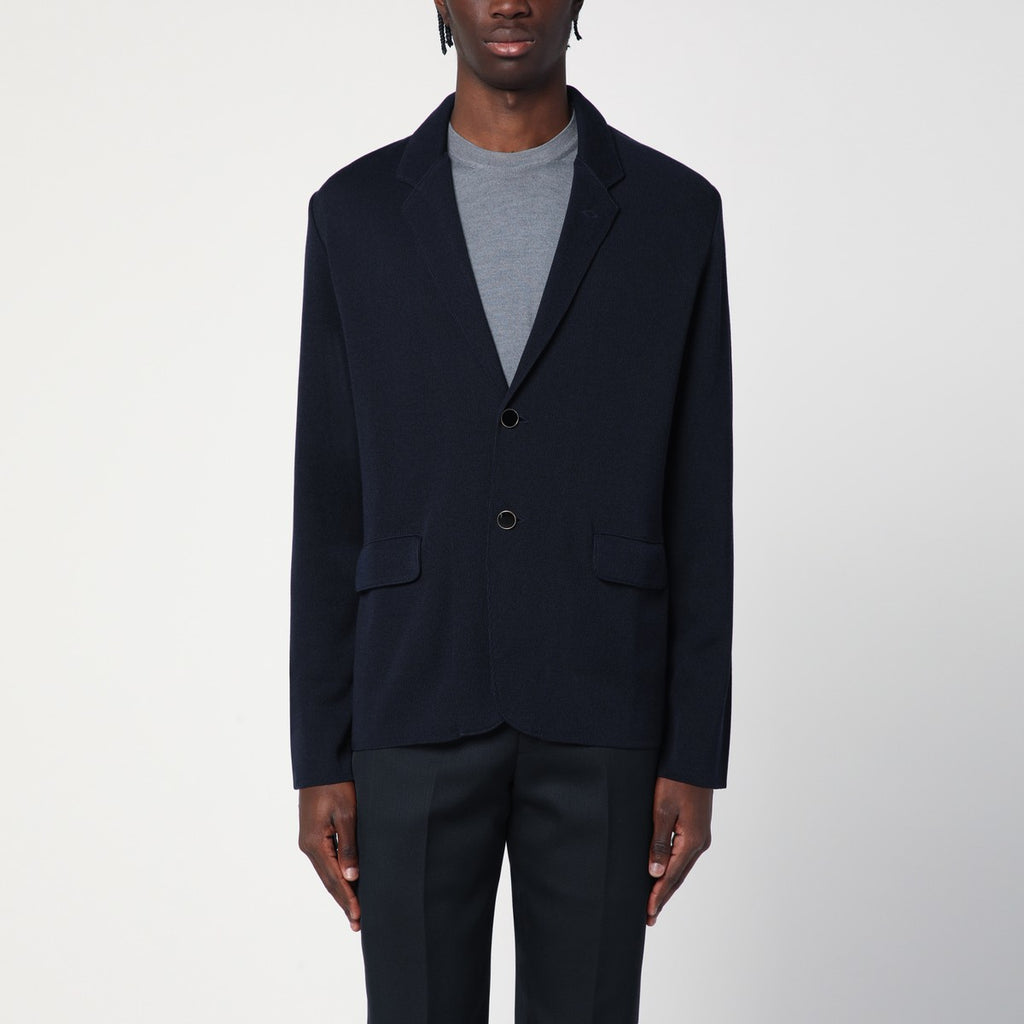 Lardini Navy blue single-breasted knitted jacket
