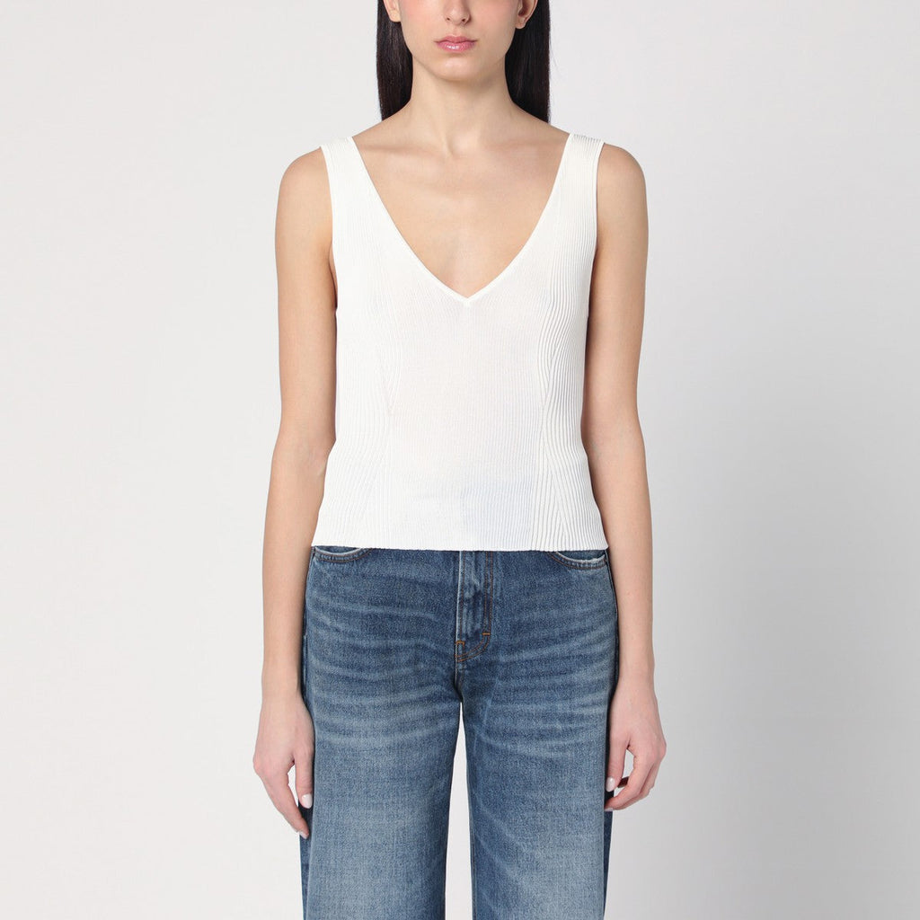 Golden Goose Golden Goose Ribbed ivory tank top