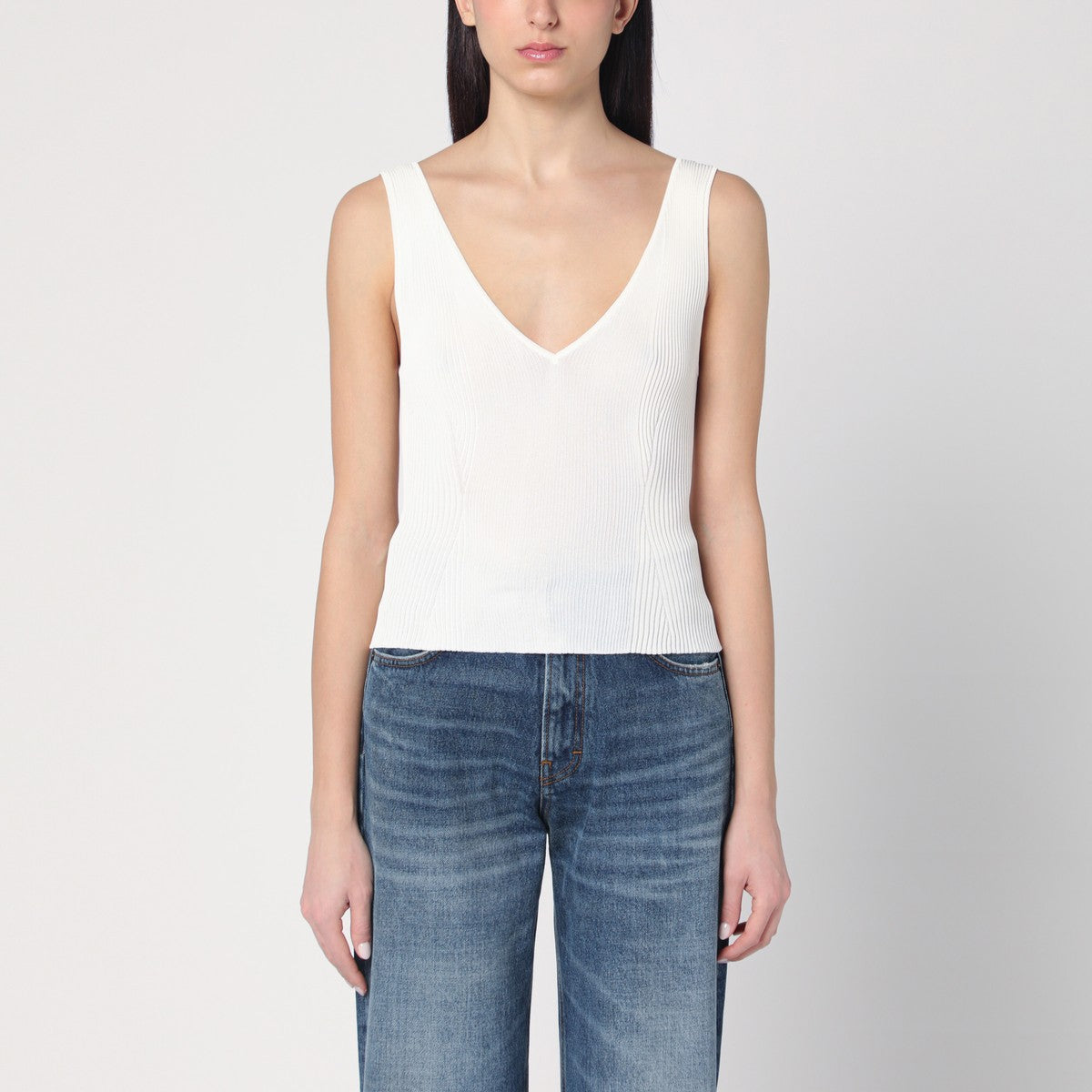 Golden Goose Golden Goose Ribbed ivory tank top