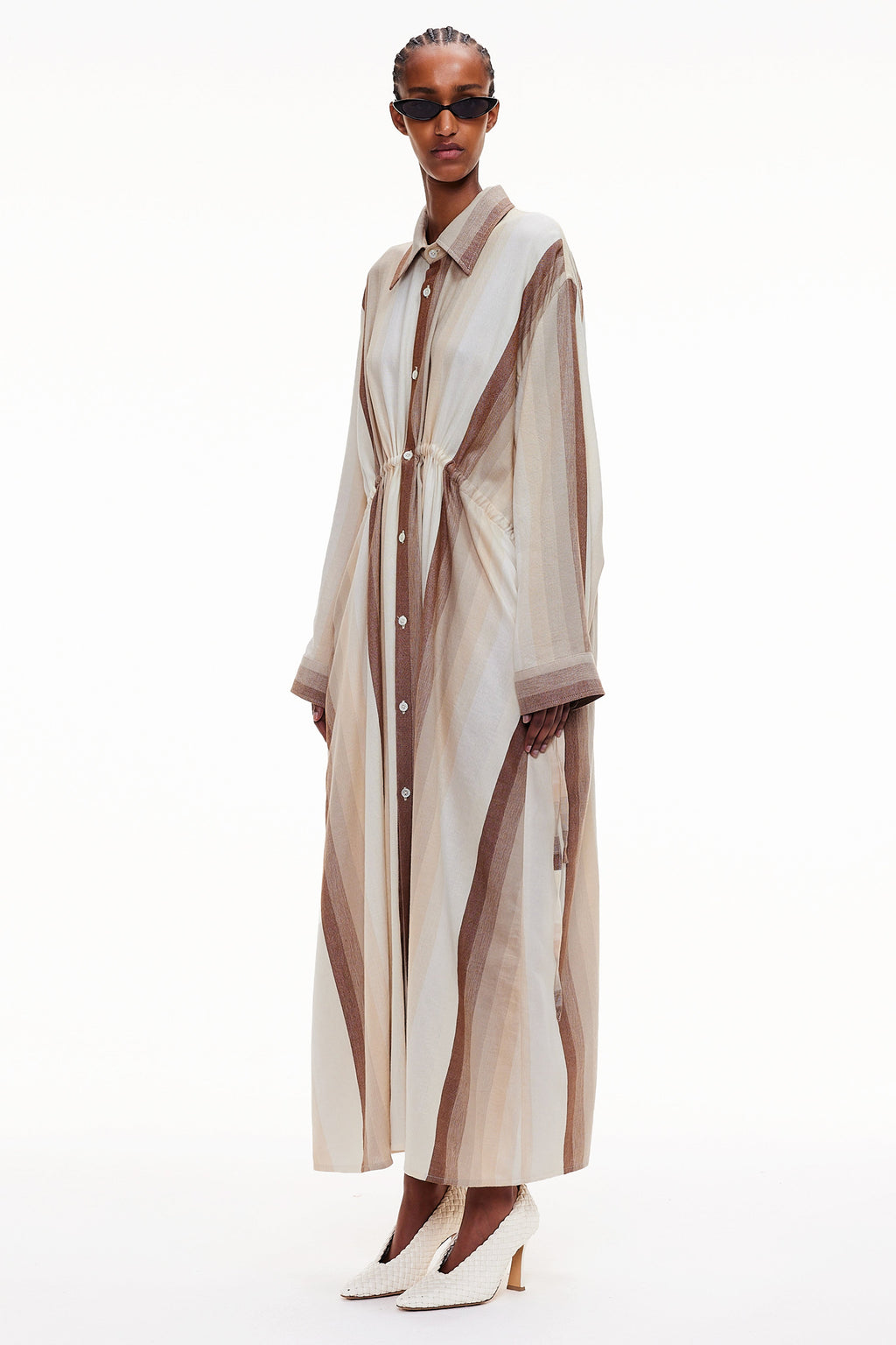 The Drawstring Shirt Dress - Stripe 10