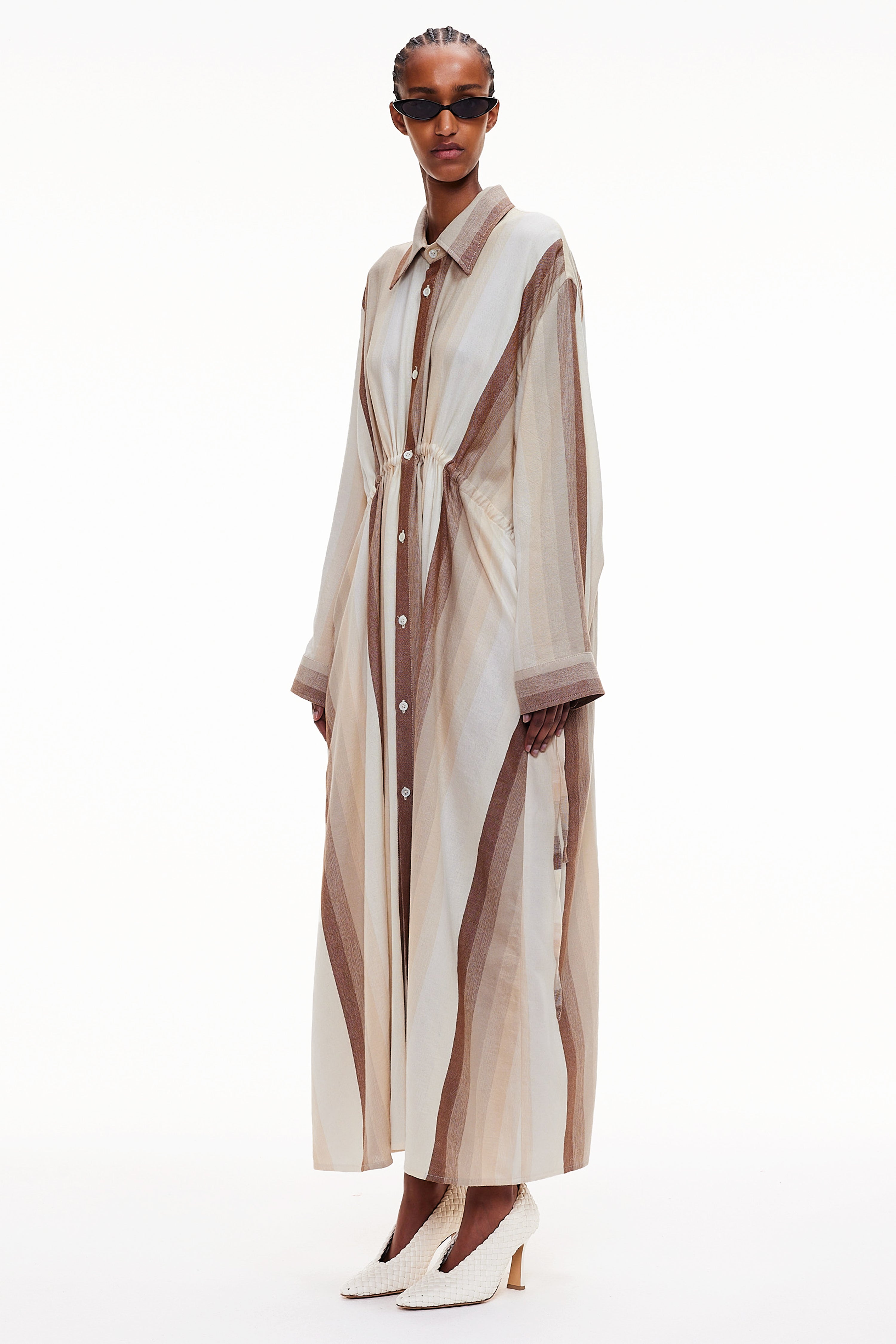 The Drawstring Shirt Dress - Stripe 10