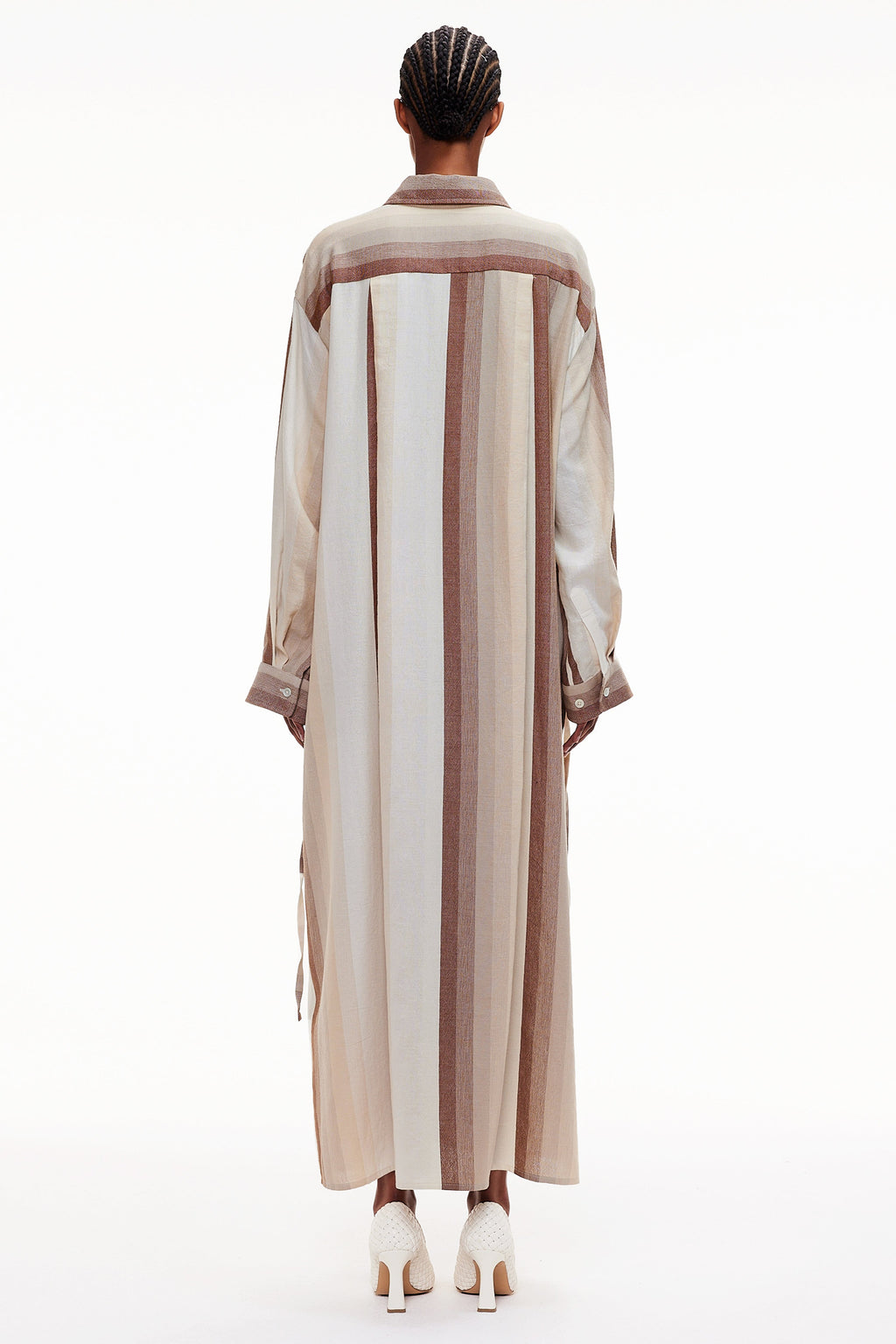 The Drawstring Shirt Dress - Stripe 10