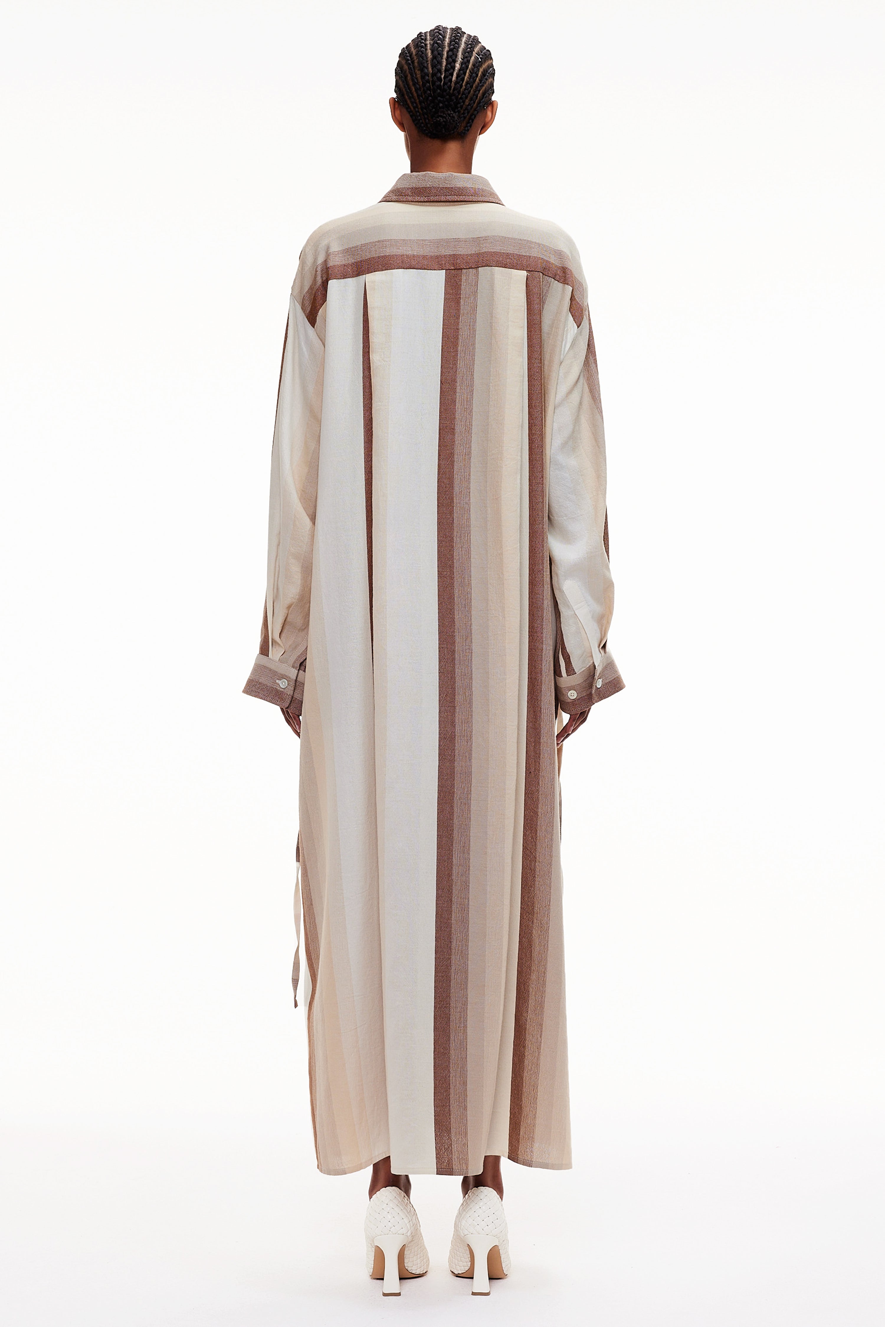 The Drawstring Shirt Dress - Stripe 10