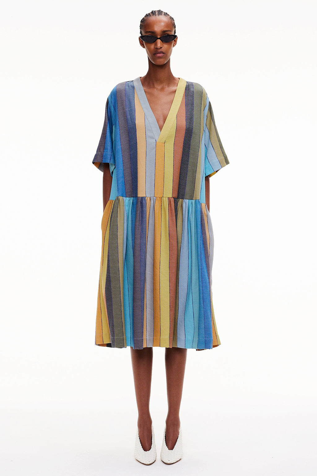 The Gathered Waist Dress - Stripe 32