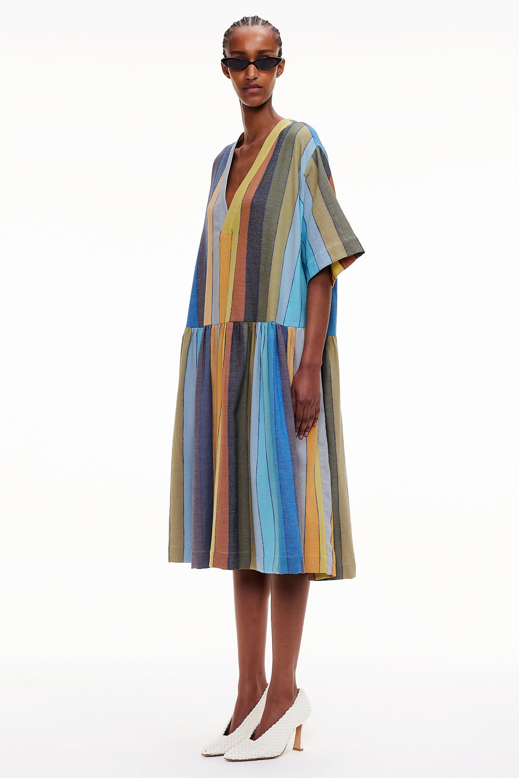The Gathered Waist Dress - Stripe 32