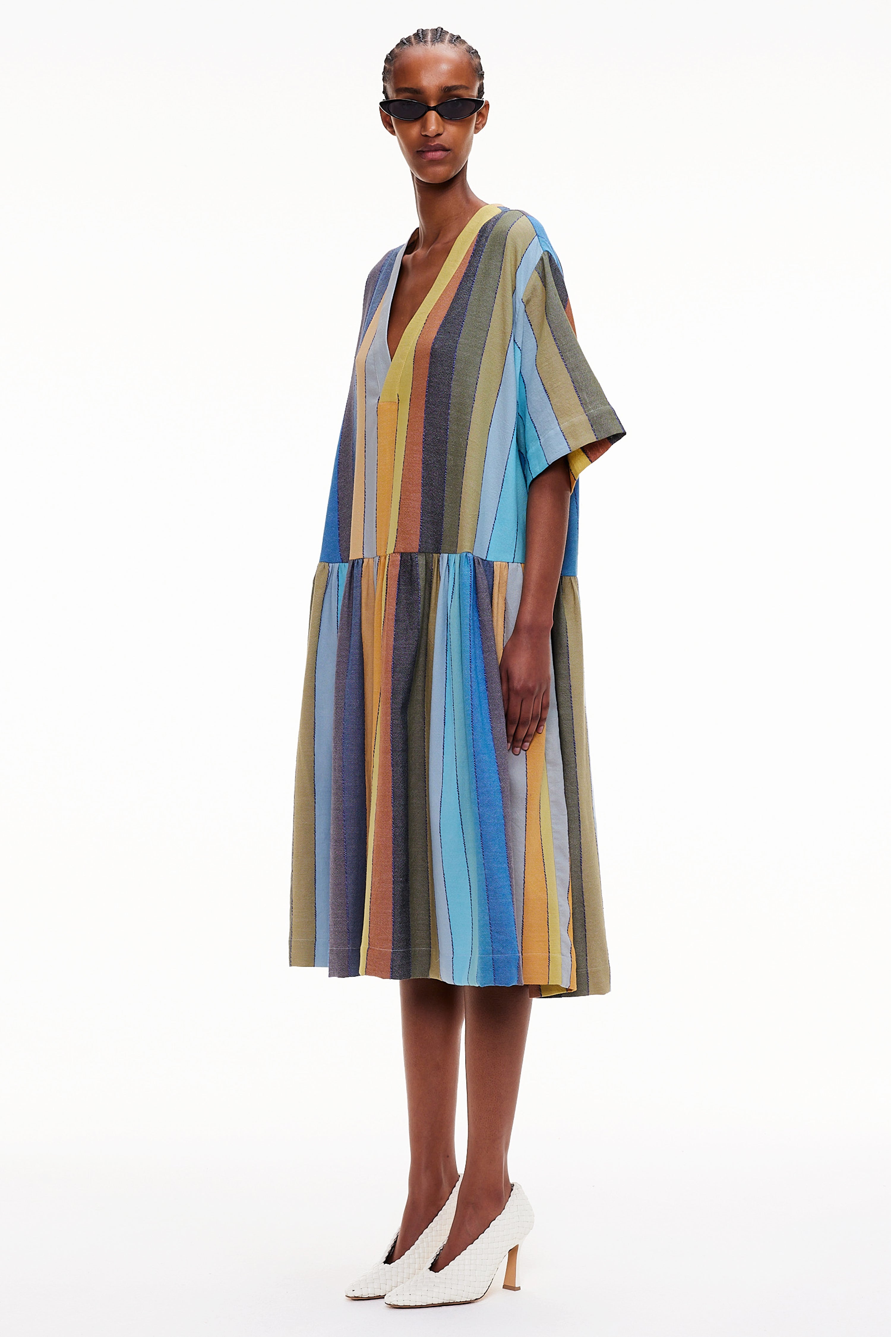 The Gathered Waist Dress - Stripe 32