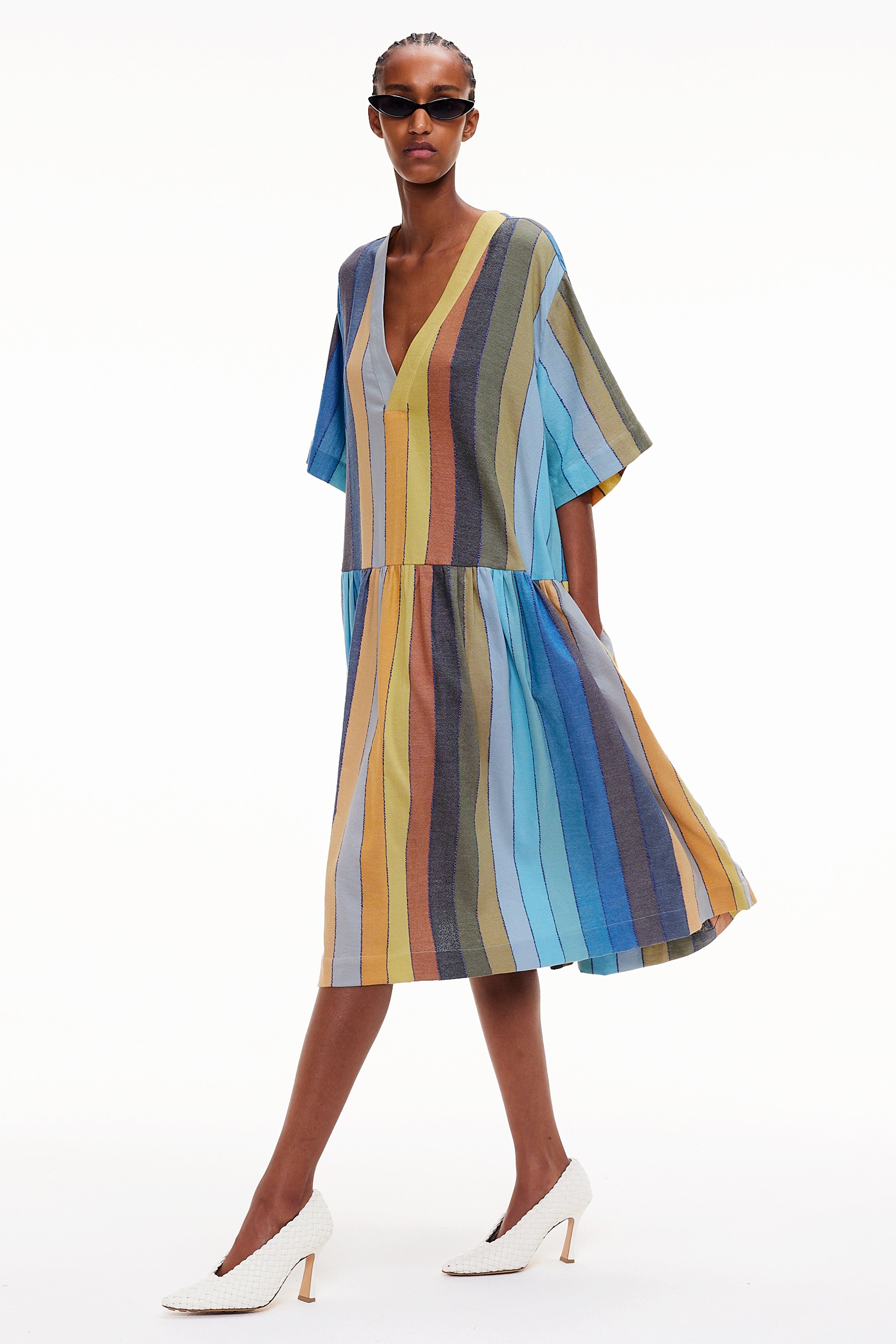 The Gathered Waist Dress - Stripe 32