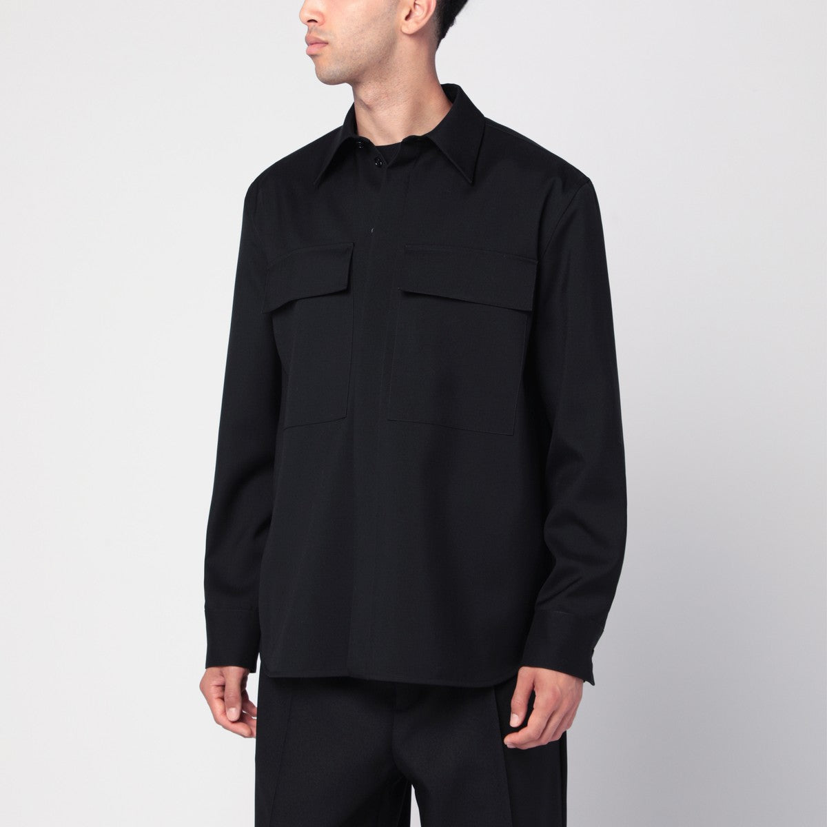 Jil Sander Jil Sander Black wool shirt with pockets
