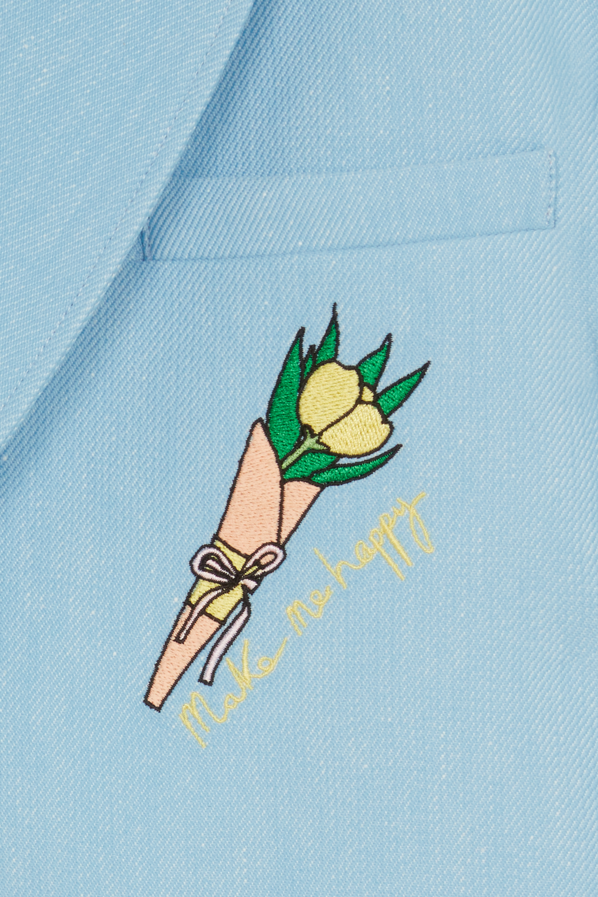 Single Breasted Jacket With Embroidered Flower