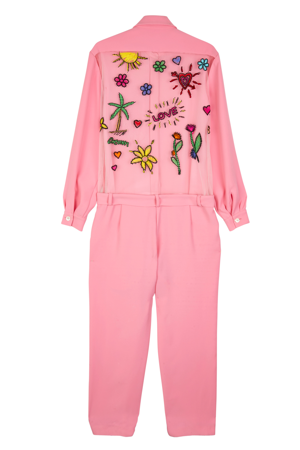 Embroidered Mesh Back Jumpsuit