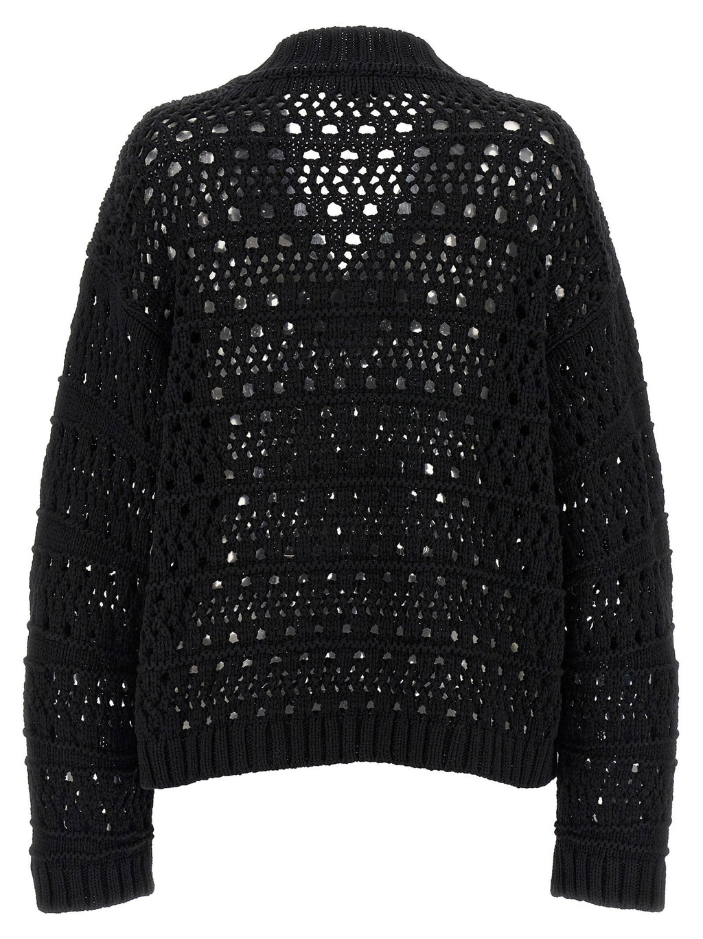Ganni Ganni Black Crochet V-neck Sweater