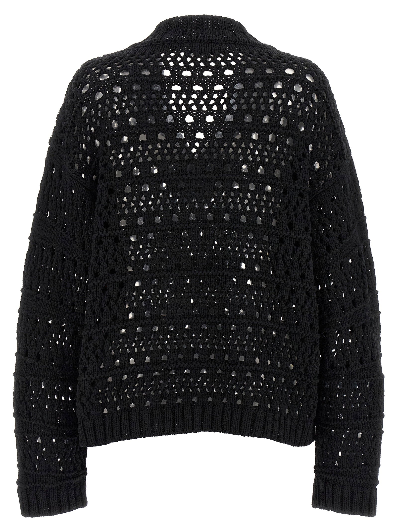 Ganni Ganni Black Crochet V-neck Sweater