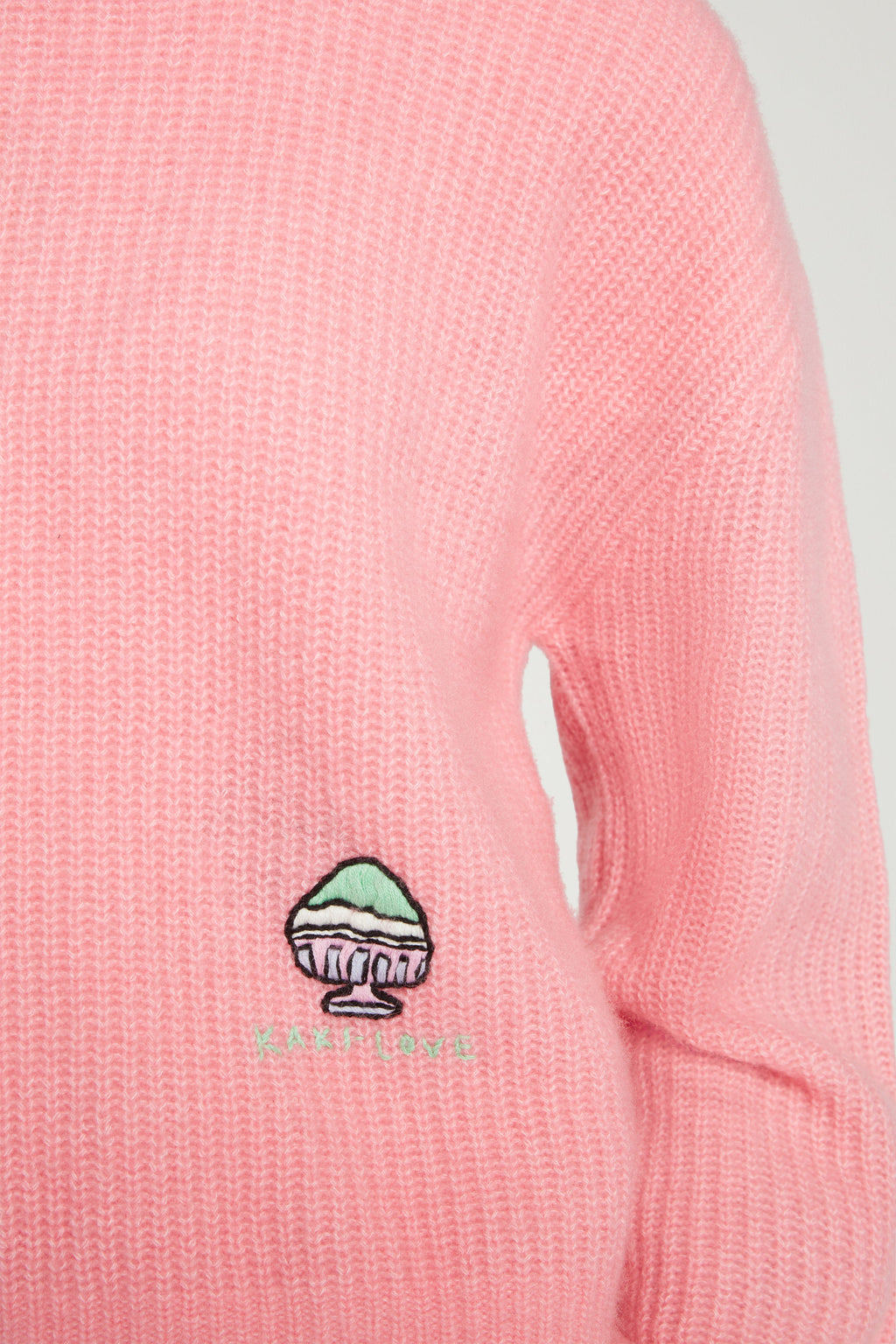 Kaki Love Embroidered Cashmere Mix Sweater