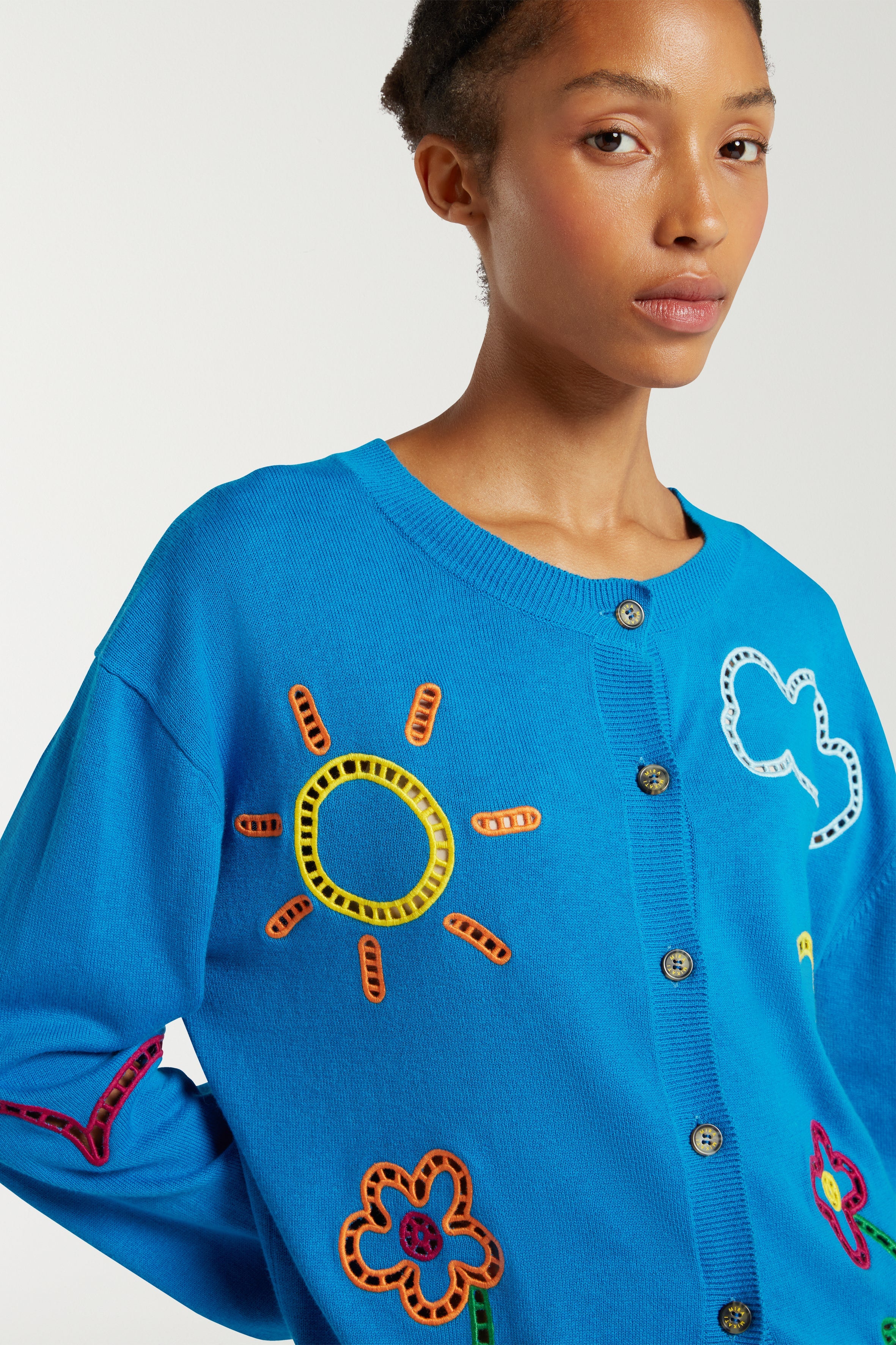 Cardigan With Cut Out Embroidery