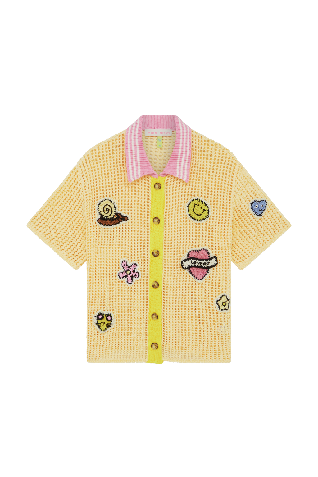Crochet Polo Shirt With Patches