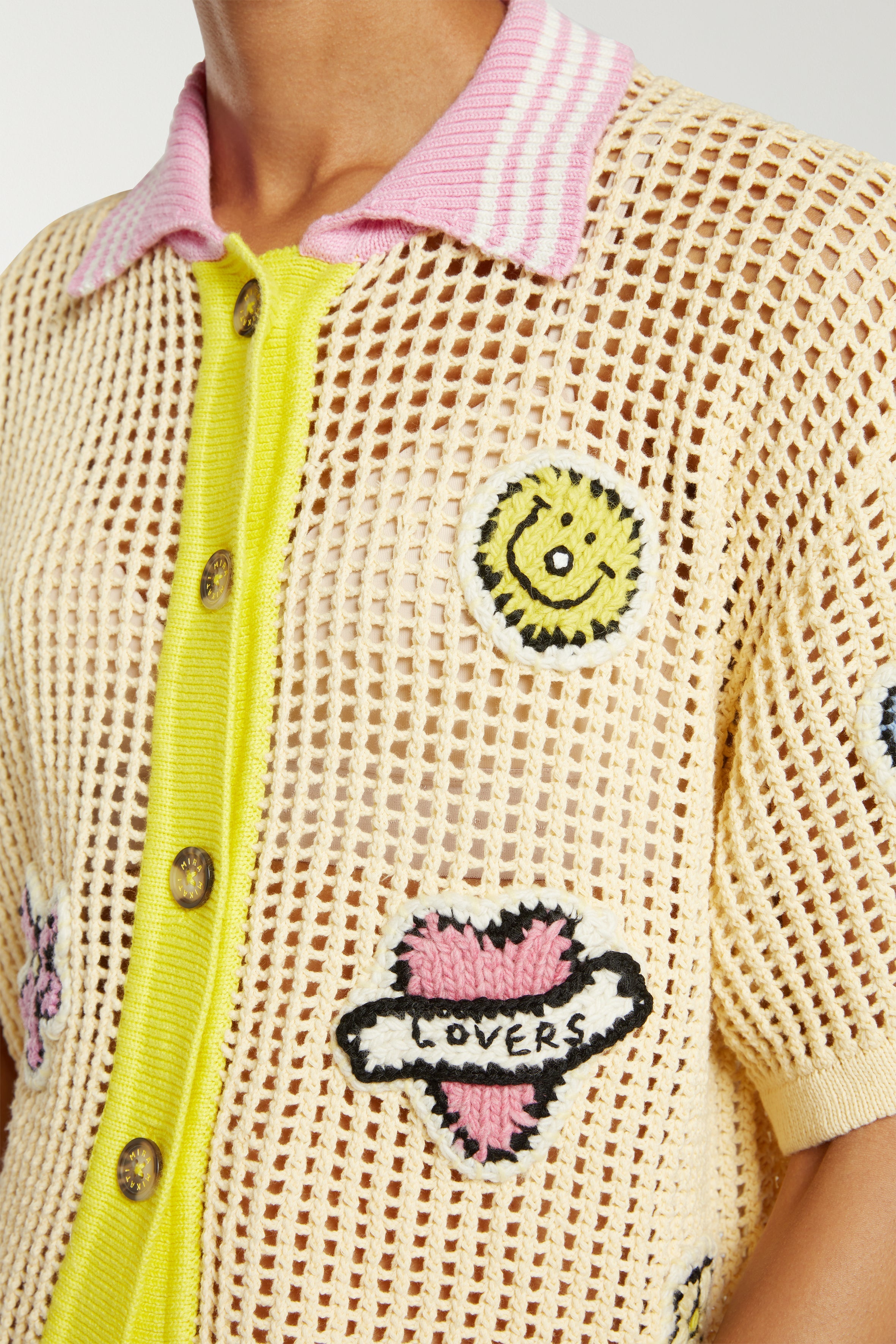 Crochet Polo Shirt With Patches