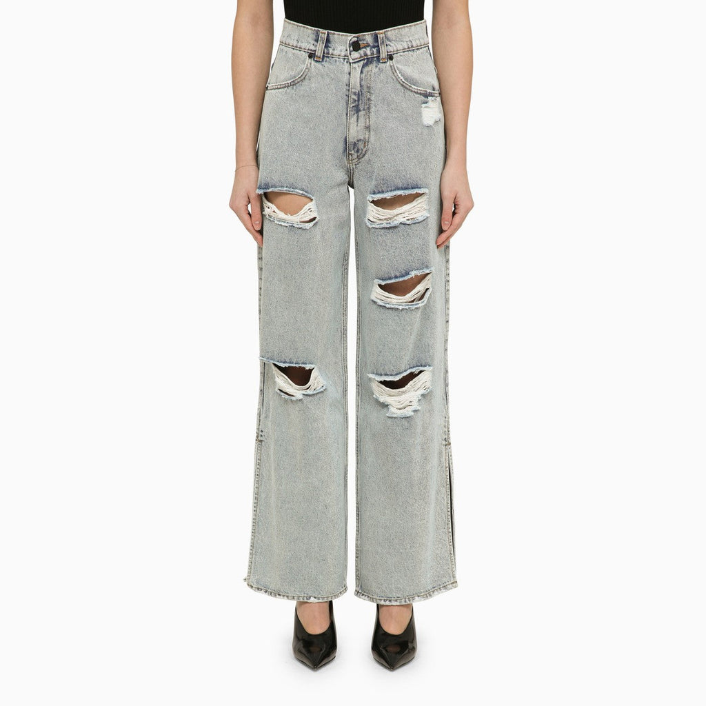 The Mannei THE MANNEI Lathi blue wide denim jeans with wear