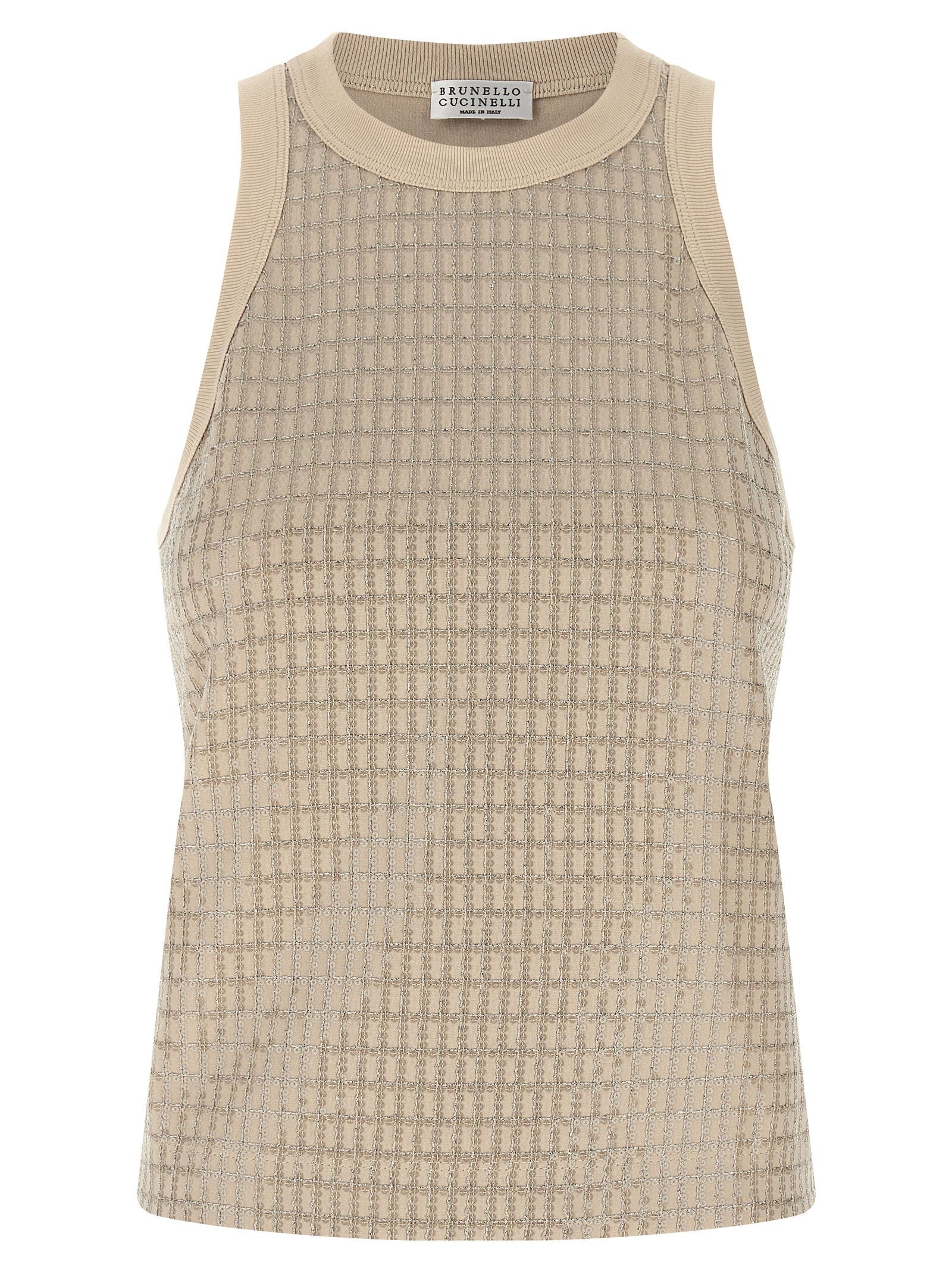 Brunello Cucinelli Brunello Cucinelli Dazzling Check Embroidery Top