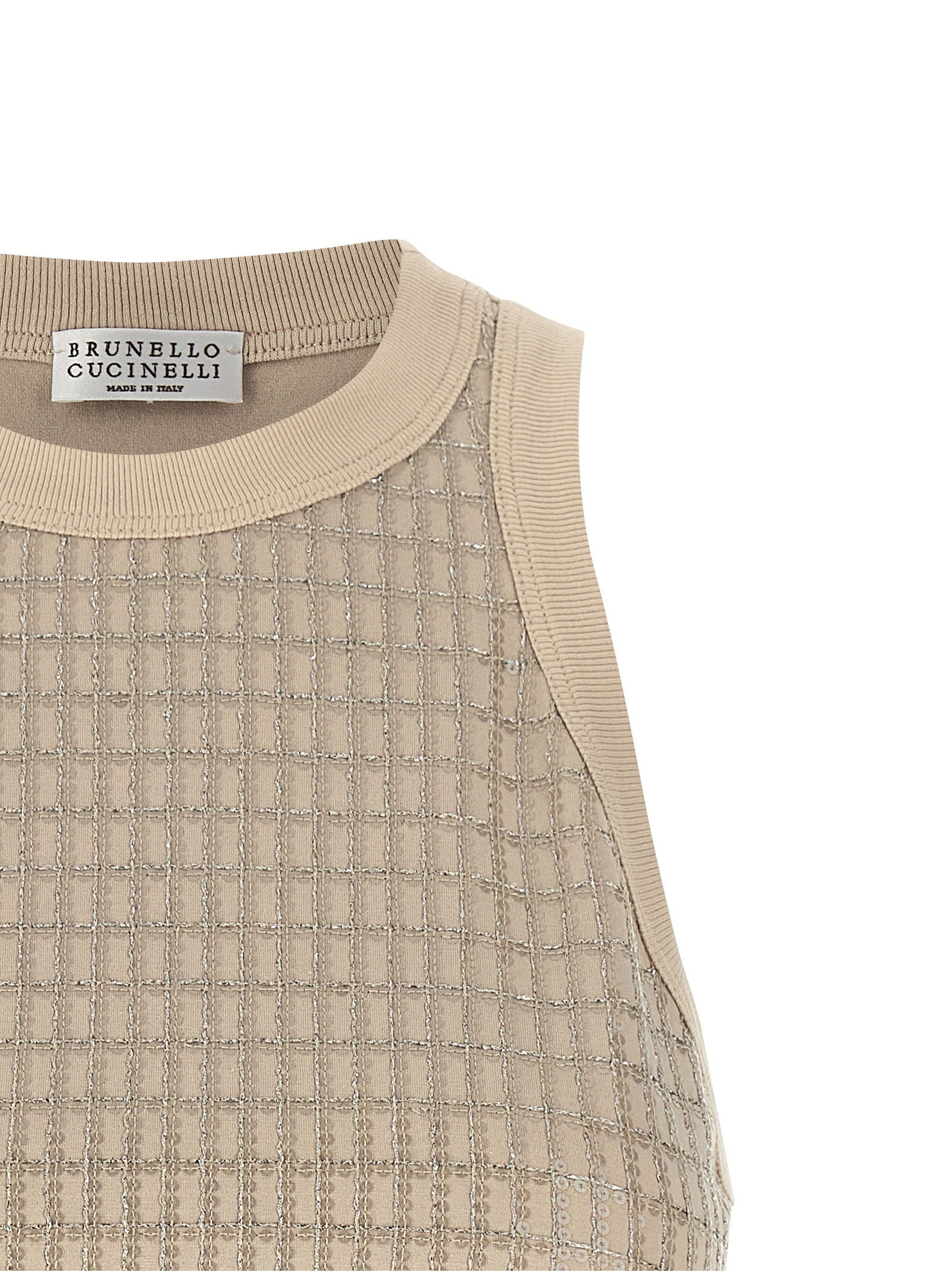 Brunello Cucinelli Brunello Cucinelli Dazzling Check Embroidery Top