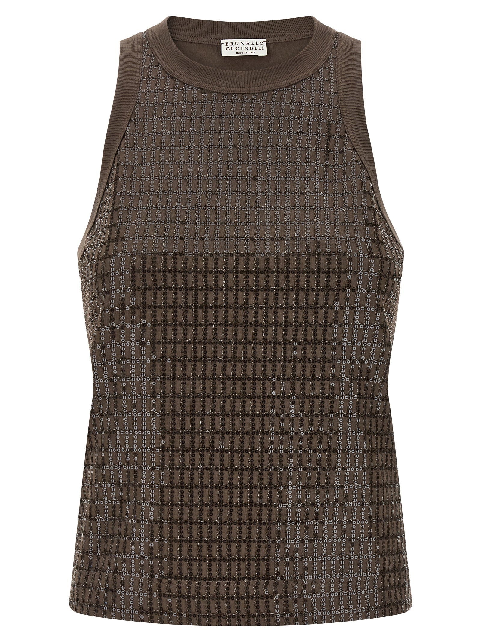 Brunello Cucinelli Brunello Cucinelli Dazzling Check Embroidery Top