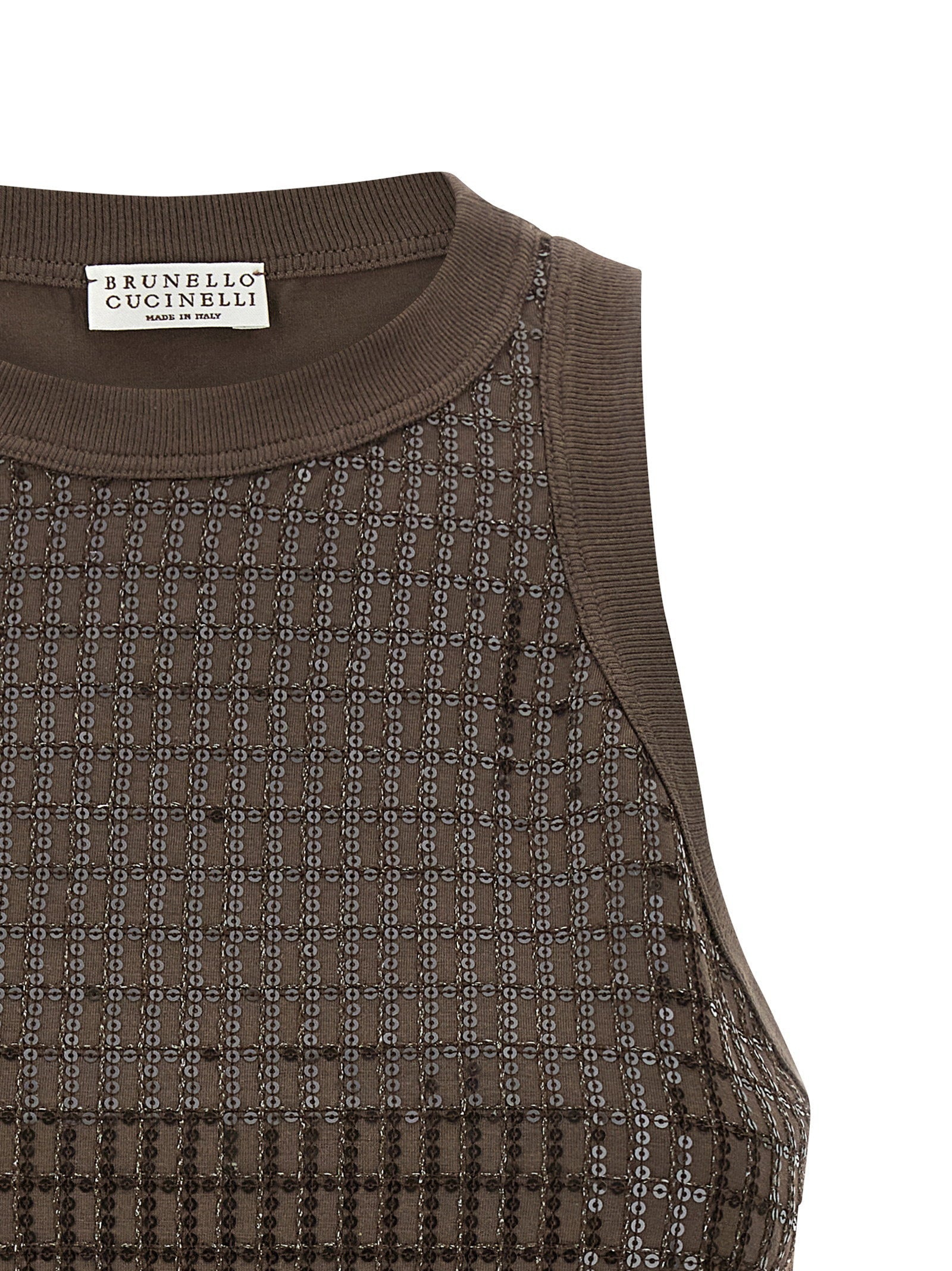 Brunello Cucinelli Brunello Cucinelli Dazzling Check Embroidery Top