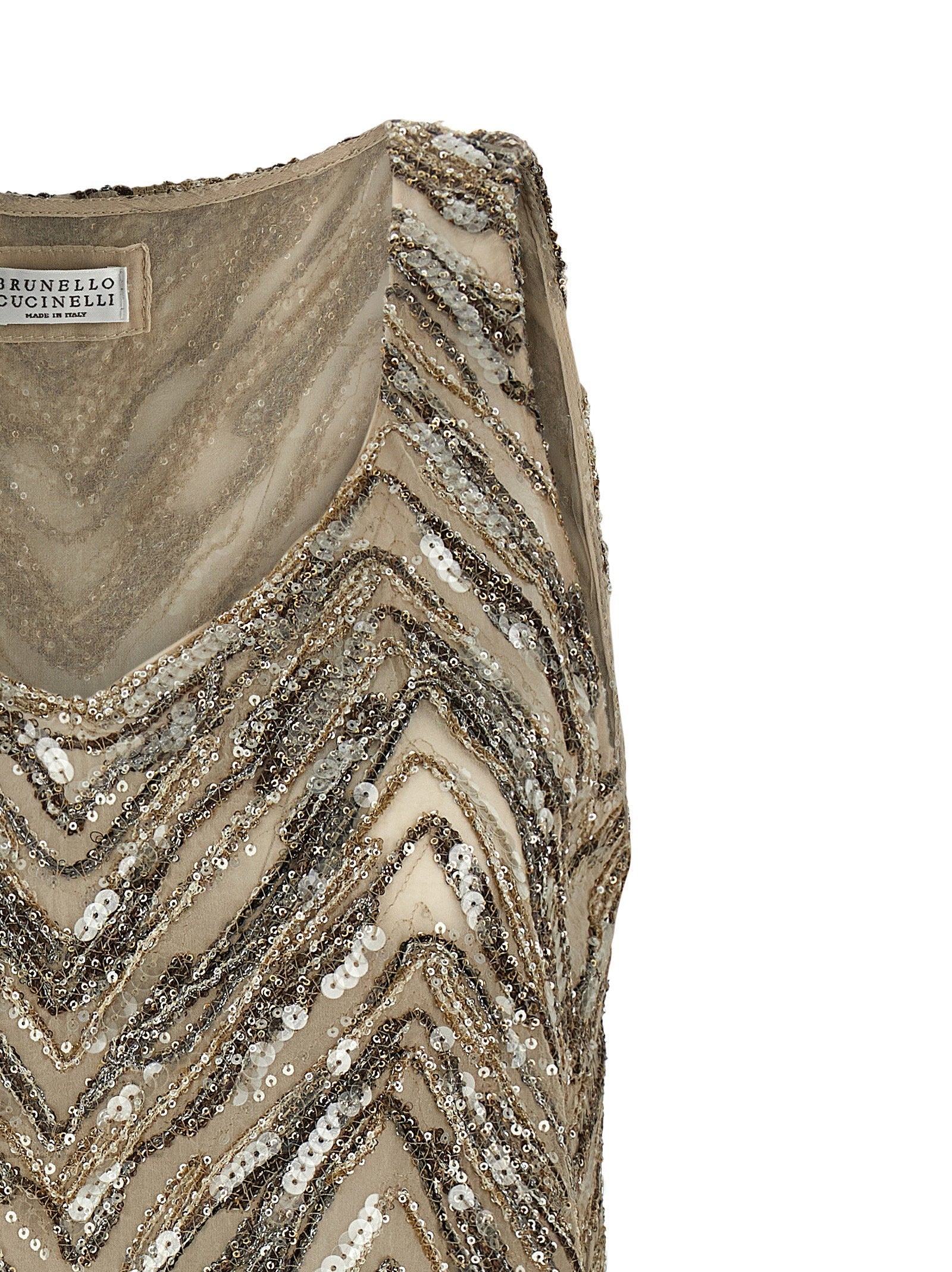 Brunello Cucinelli Brunello Cucinelli Dazzling Chevron Embroidery Top