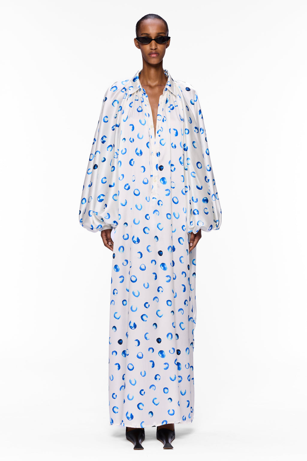 The Touareg Dress with Balloon Sleeve : Blue Silk