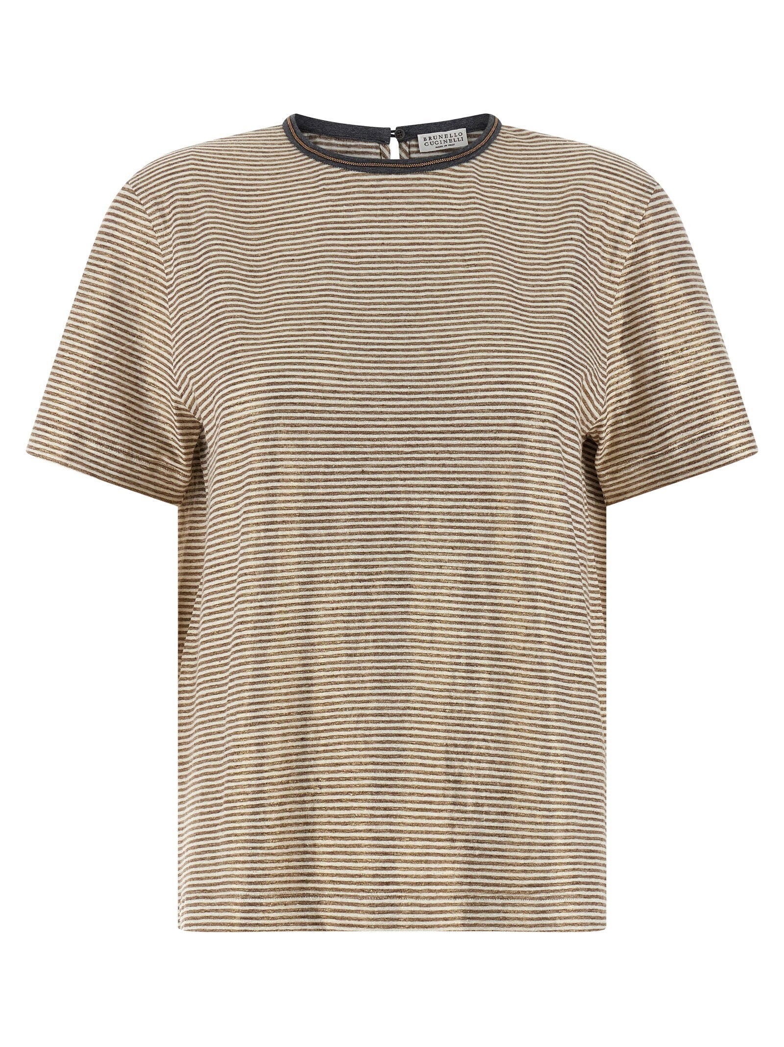 Brunello Cucinelli Brunello Cucinelli Shiny Collar Detail T-shirt