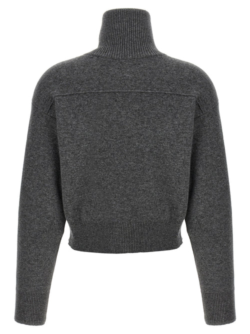Brunello Cucinelli Brunello Cucinelli Shiny Zipper Pull Wool Cardigan