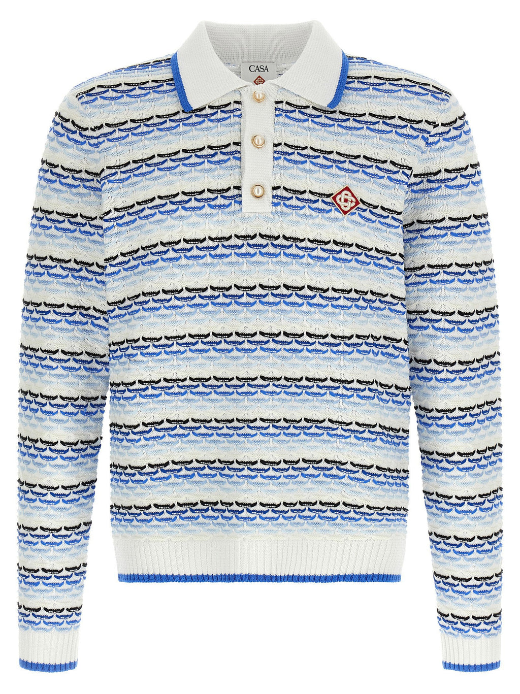 Casablanca Casablanca Tuck Stitch Long Sleeve Polo Shirt