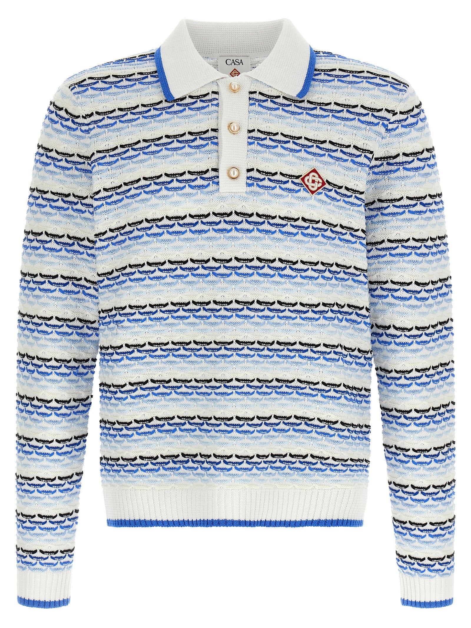 Casablanca Casablanca Tuck Stitch Long Sleeve Polo Shirt
